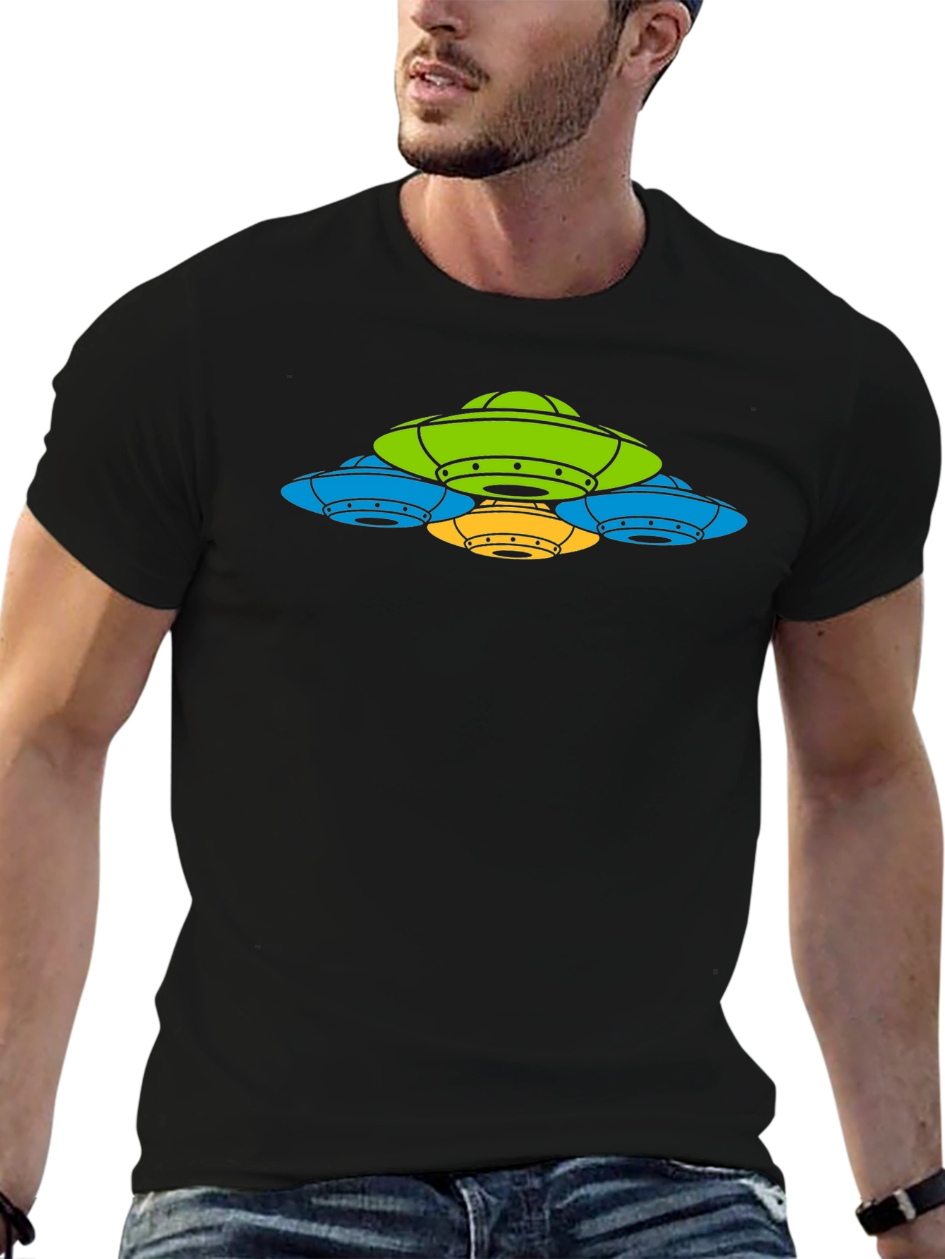 UFO Graphic T-Shirt - Black Cotton Tee