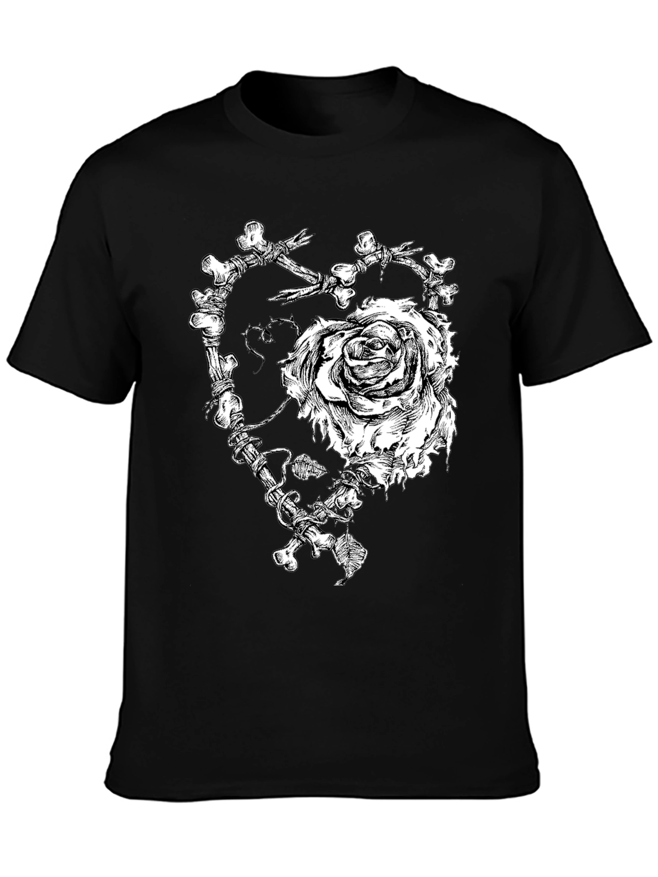 Bone Rose Heart Graphic T-Shirt