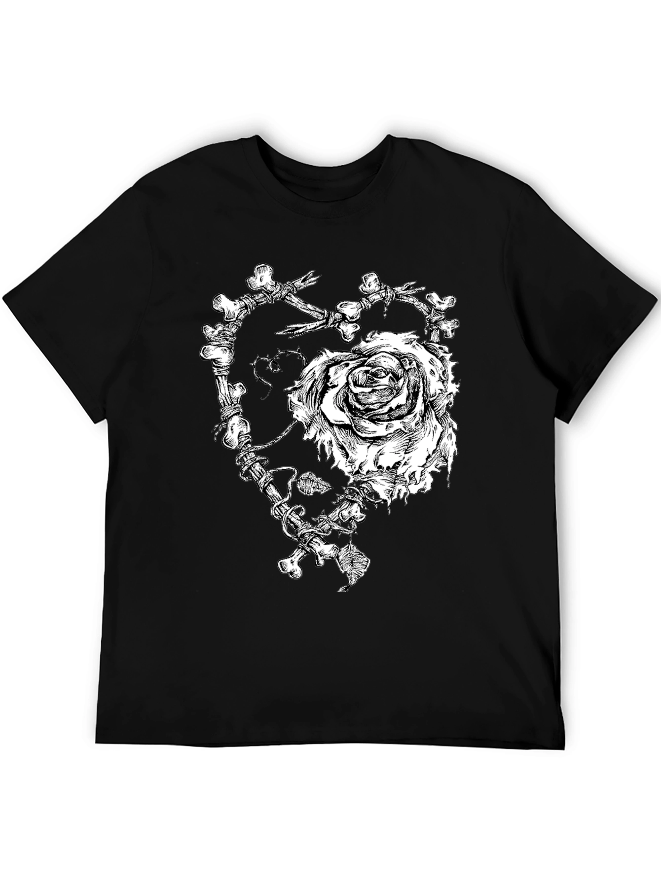 Bone Rose Heart Graphic T-Shirt