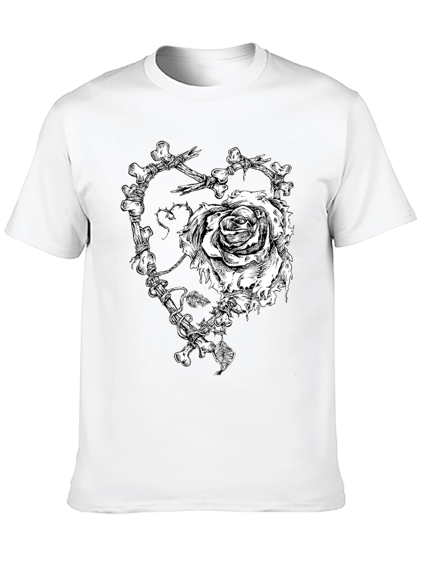 Bone Rose Heart Graphic T-Shirt
