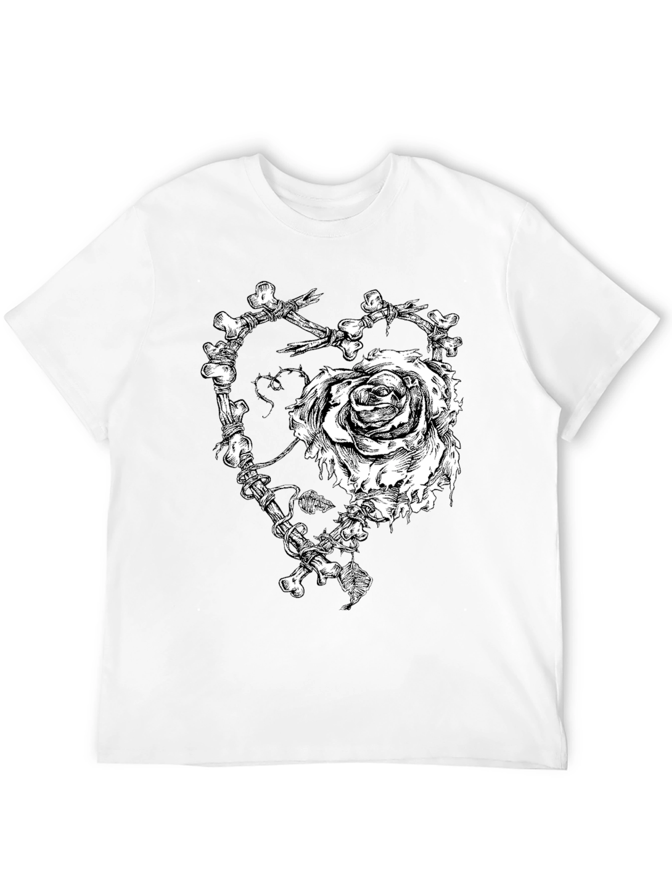 Bone Rose Heart Graphic T-Shirt