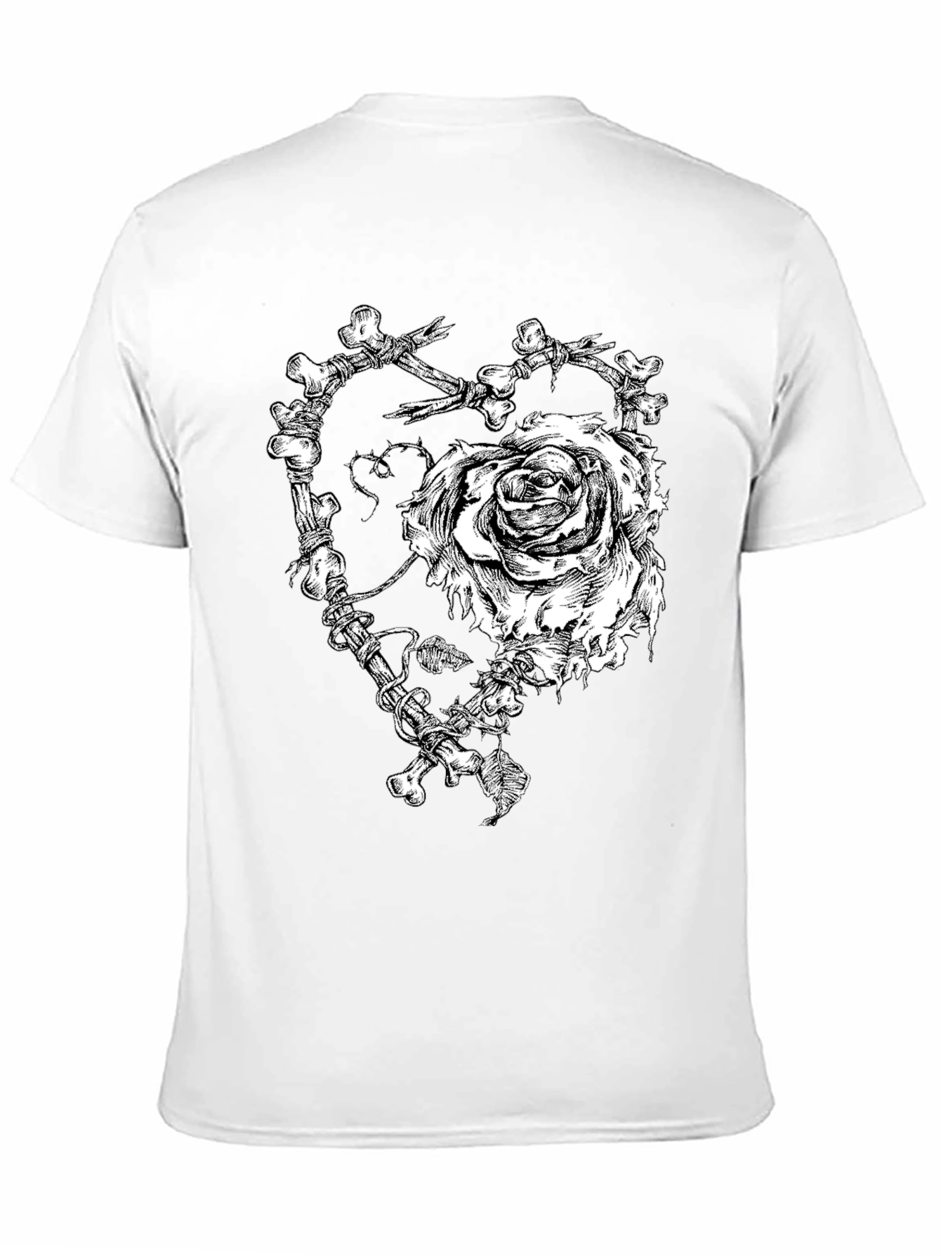 Bone Rose Heart Graphic T-Shirt