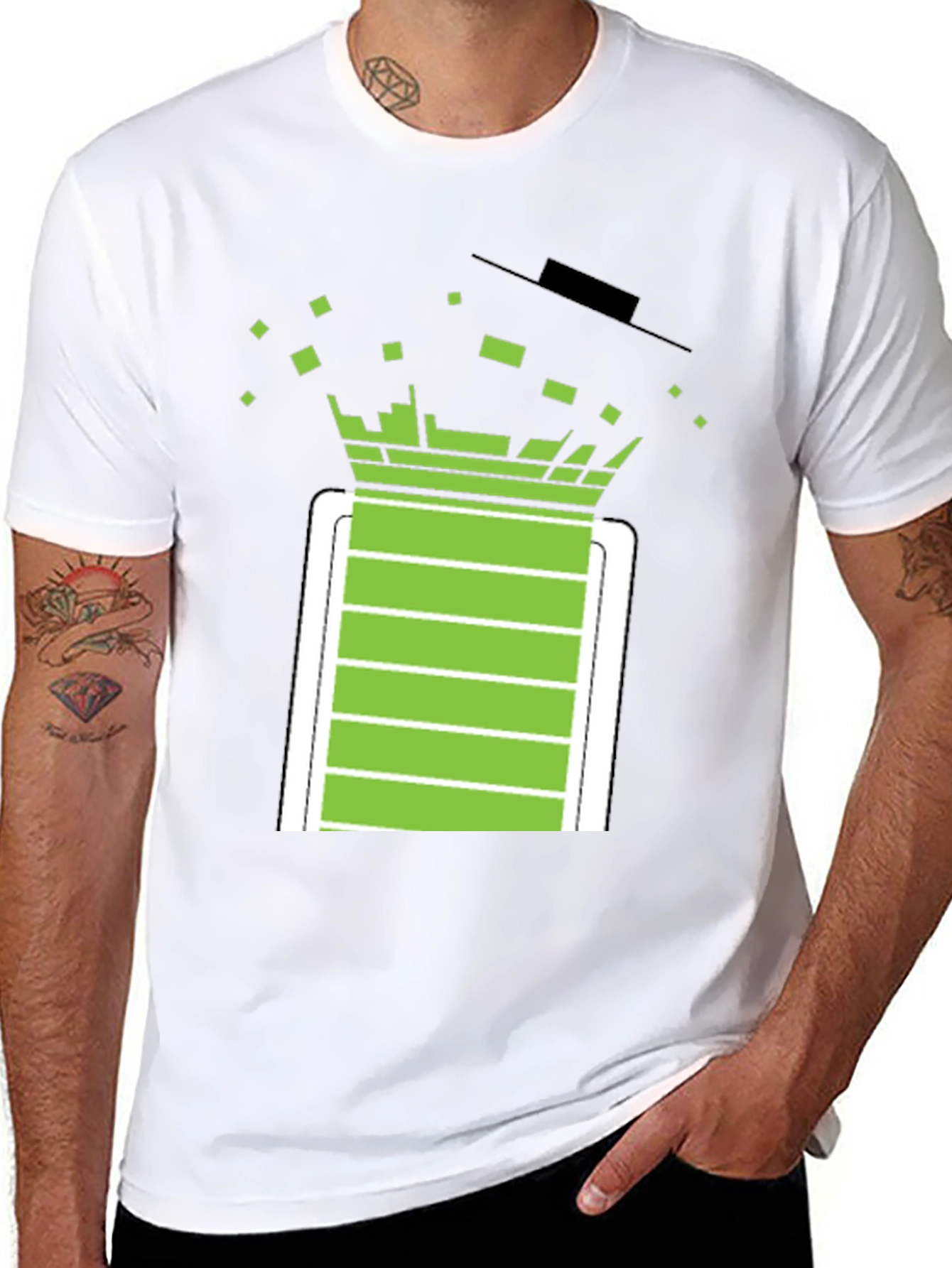 Pixelated Battery T-Shirt - Black Graphic Tee