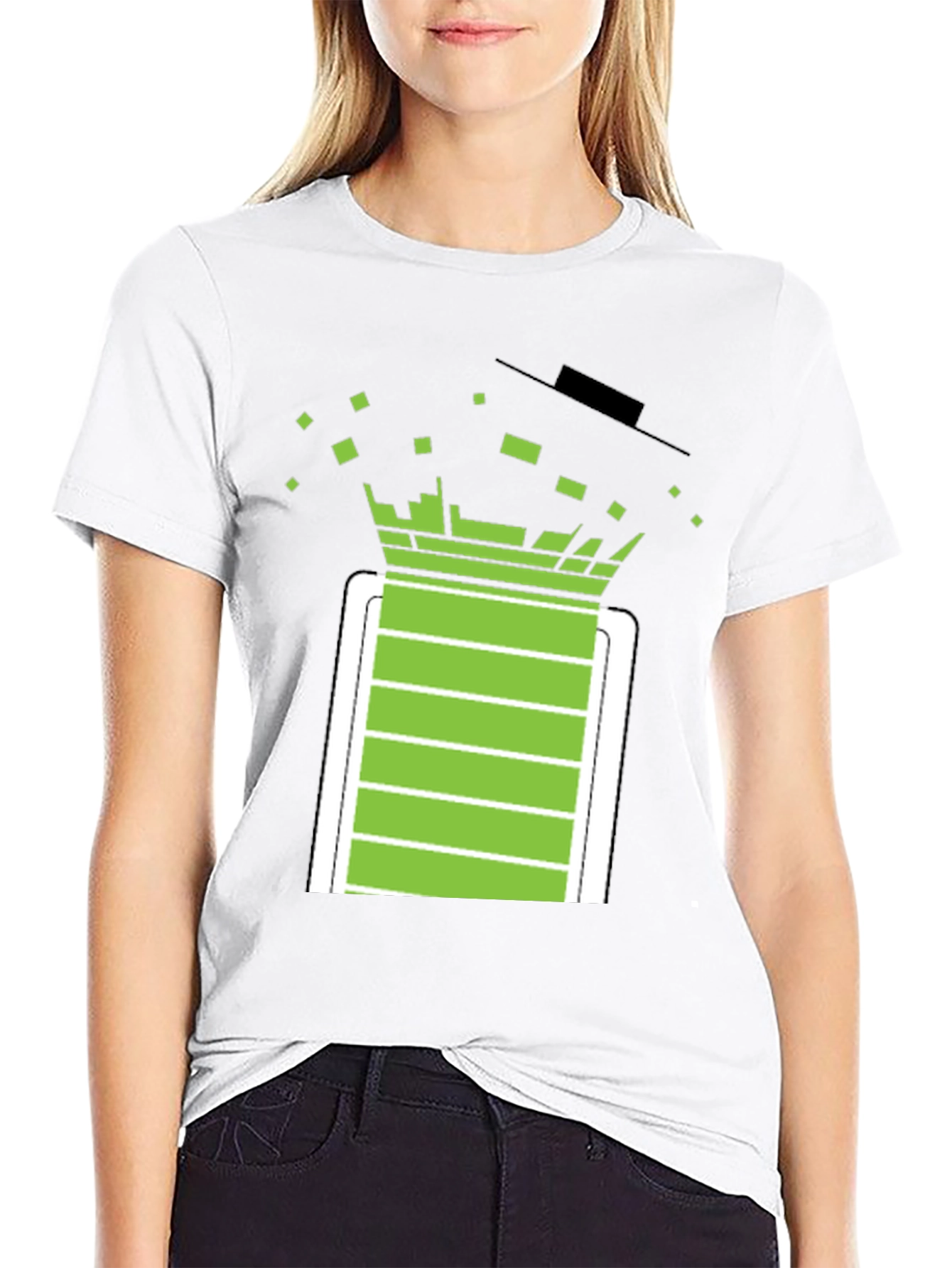 Pixelated Battery T-Shirt - Black Graphic Tee