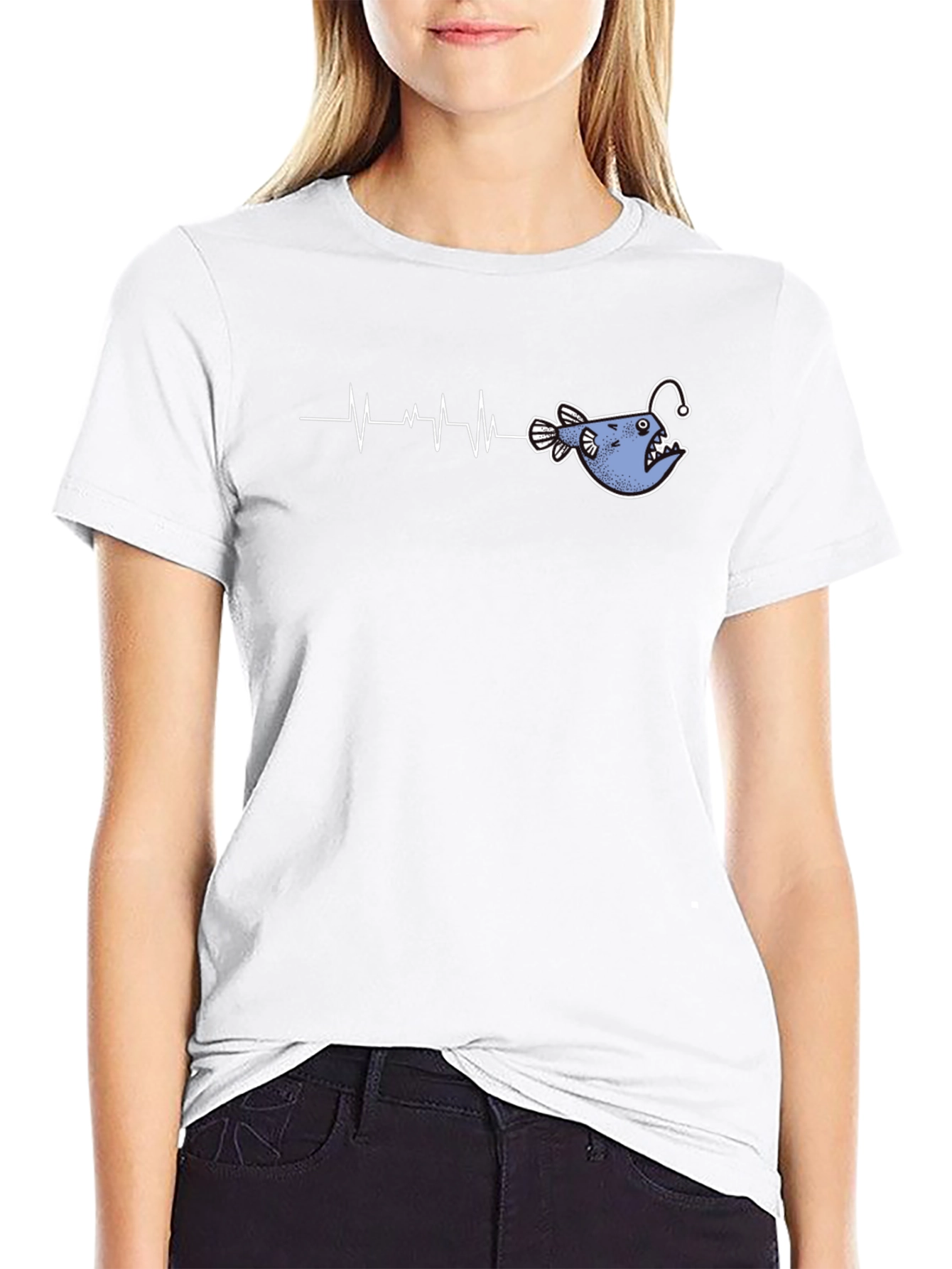 Anglerfish Heartbeat Graphic Tee - Black