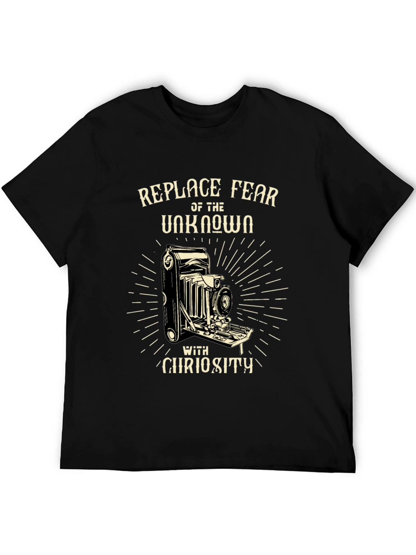 Replace Fear Camera Graphic Tee - Curiosity T-Shirt