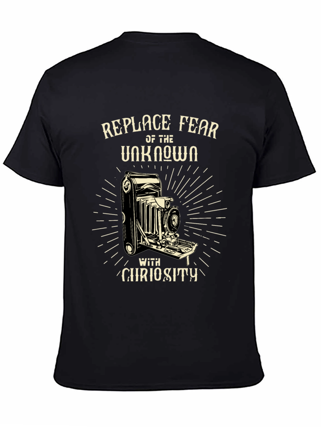 Replace Fear Camera Graphic Tee - Curiosity T-Shirt