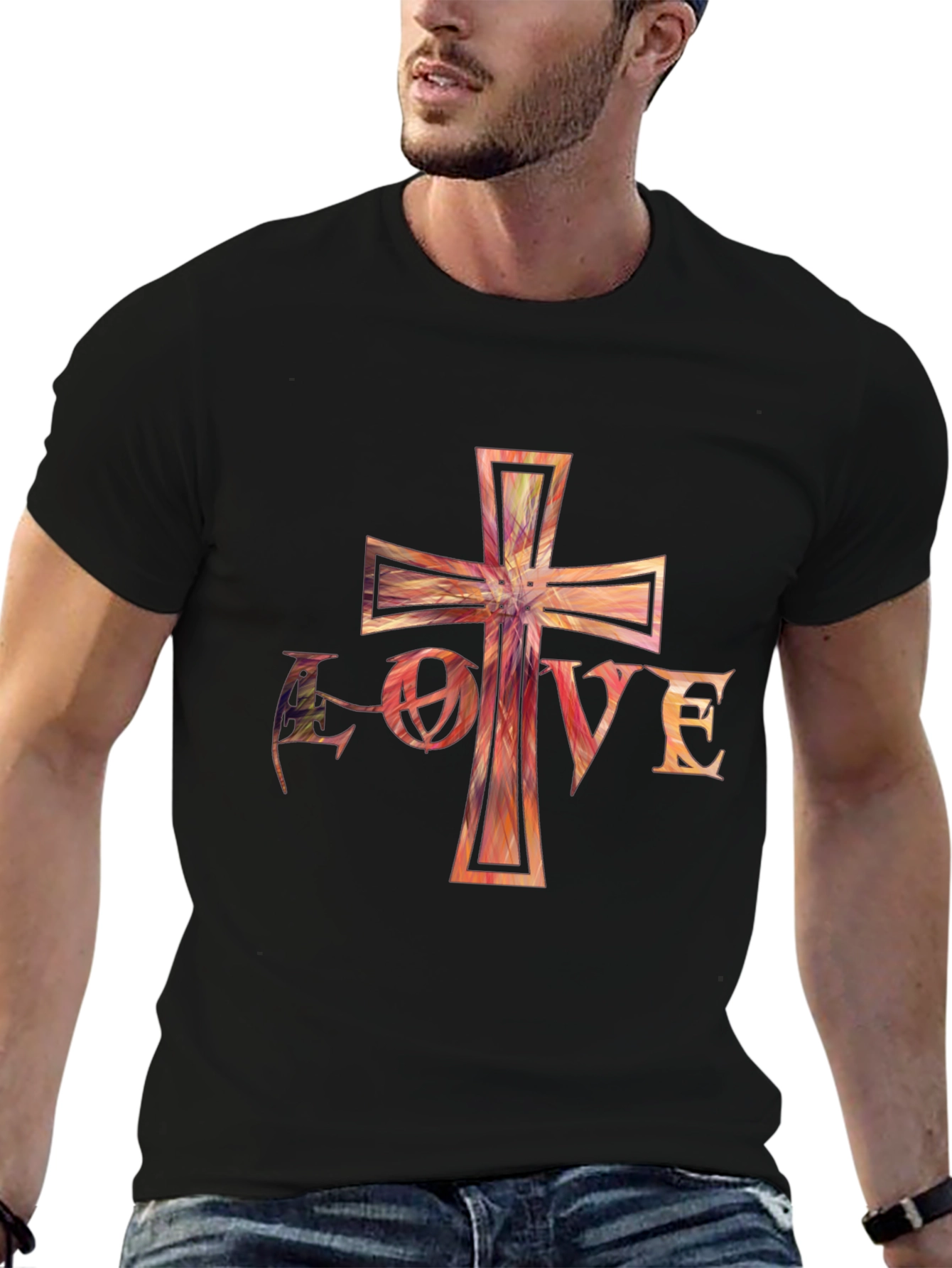 Love Cross Graphic Black T-Shirt