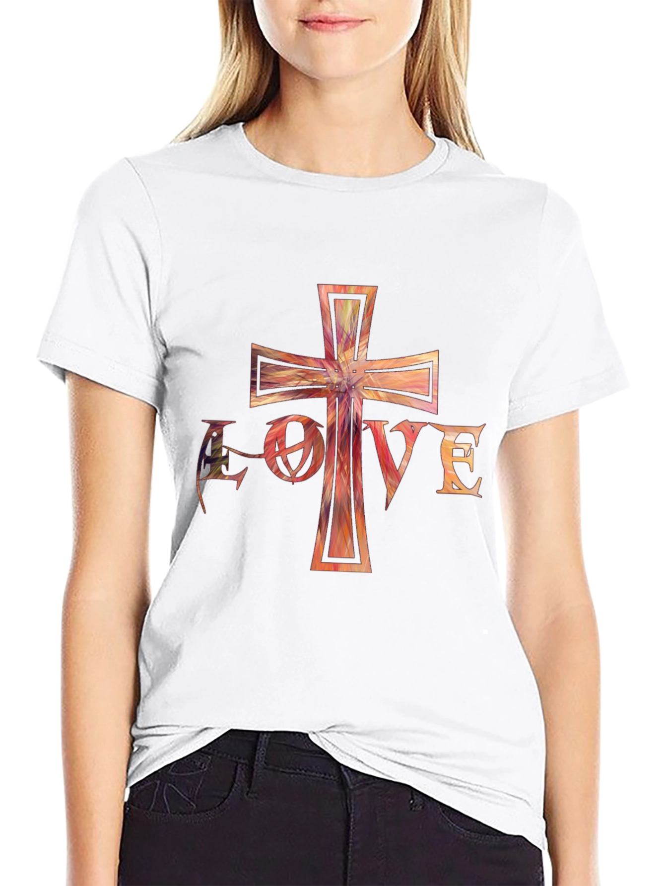 Love Cross Graphic Black T-Shirt