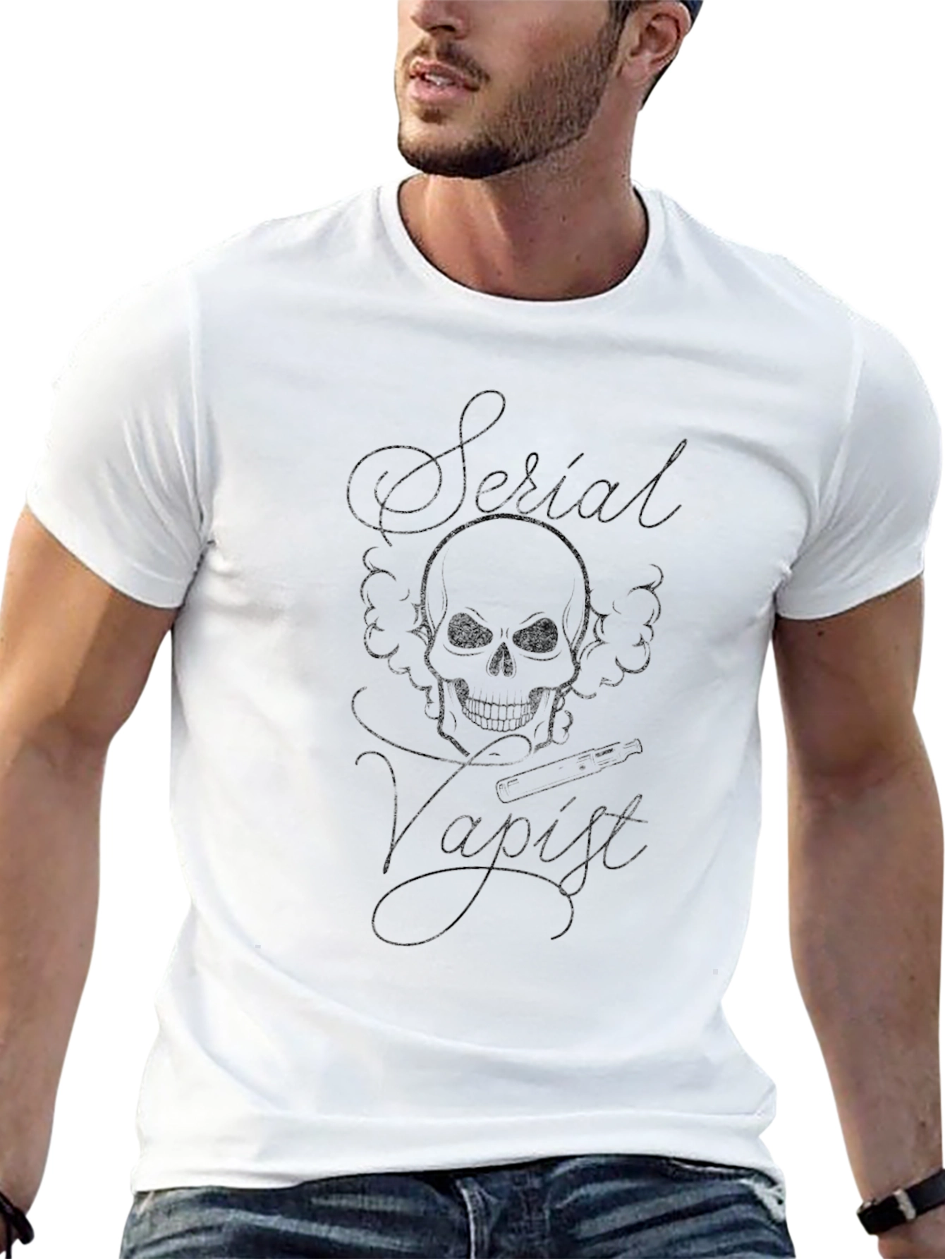 Serial Vapist Skull Graphic T-Shirt - Edgy Design