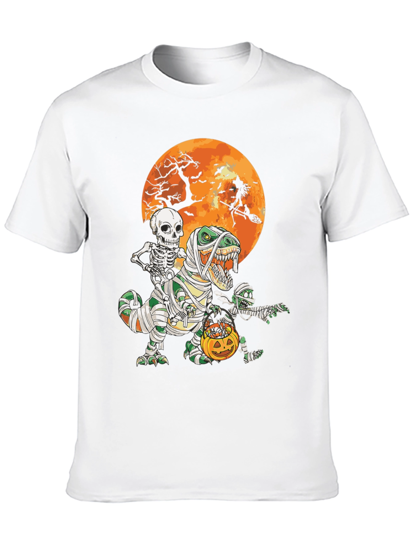 Halloween T-Rex Mummy Skeleton Witch Tee