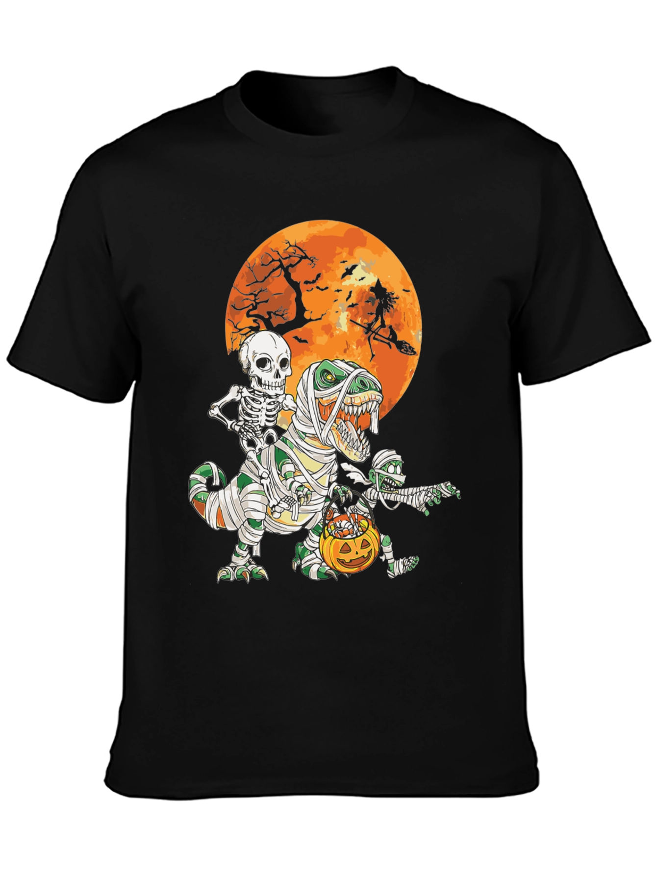 Halloween T-Rex Mummy Skeleton Witch Tee