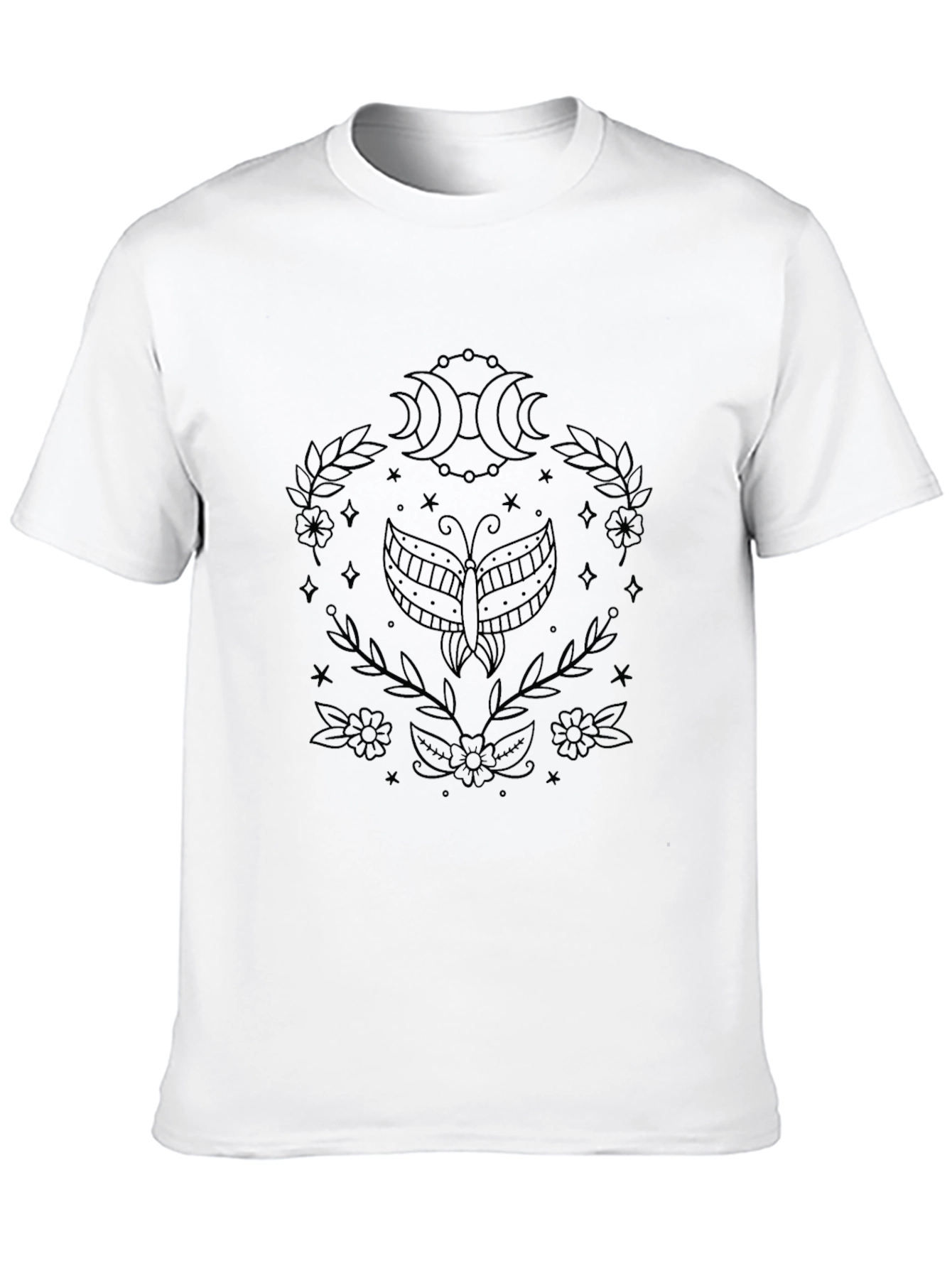 Celestial Butterfly Graphic Tee - Black Cotton Blend