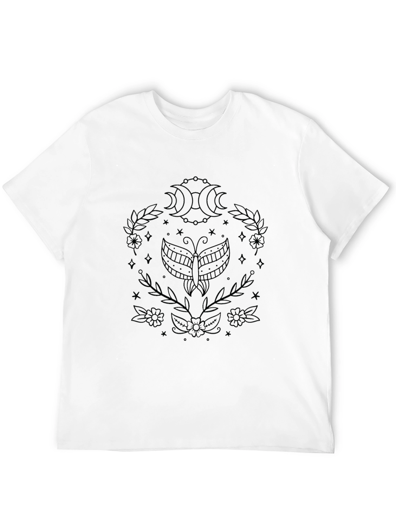 Celestial Butterfly Graphic Tee - Black Cotton Blend