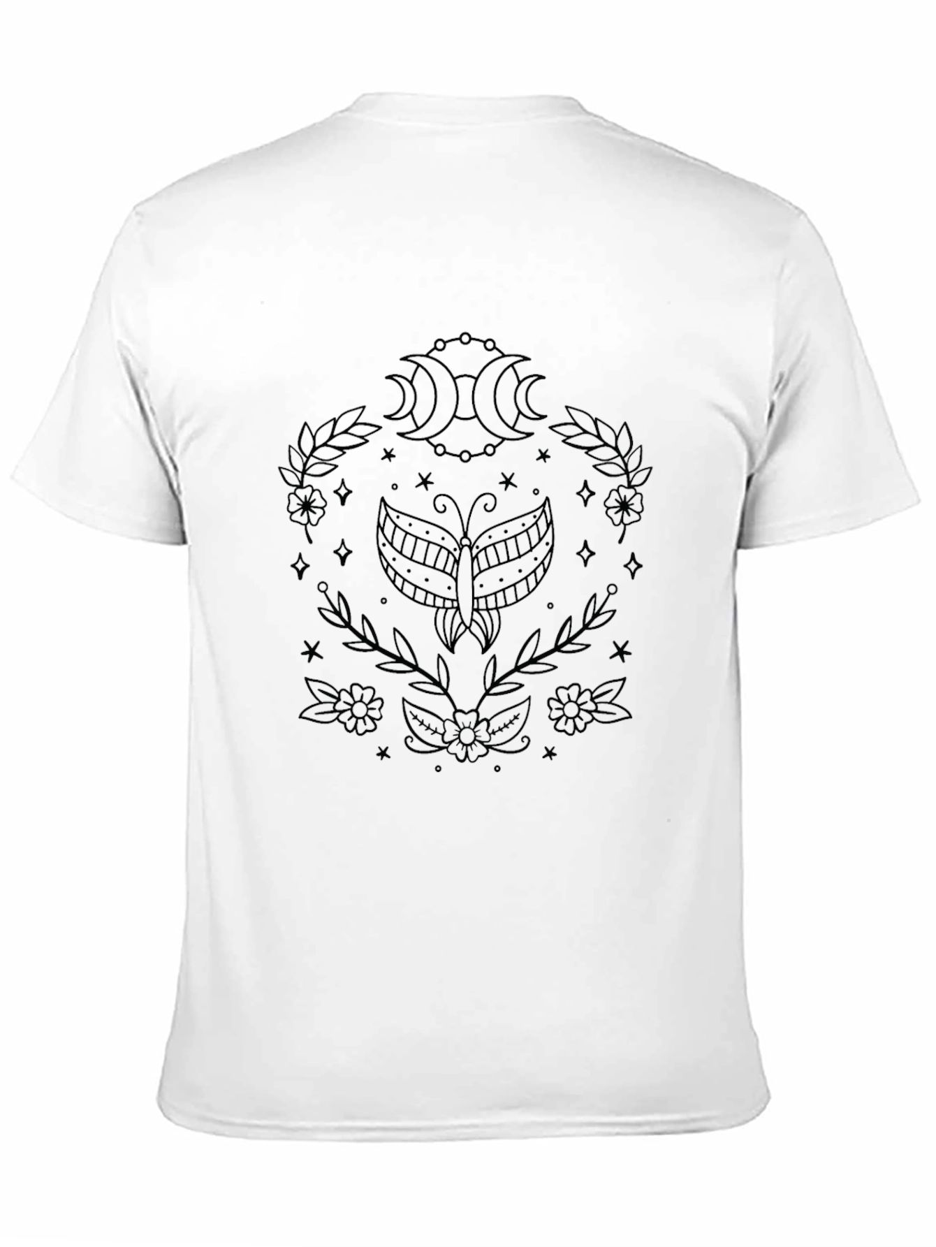 Celestial Butterfly Graphic Tee - Black Cotton Blend