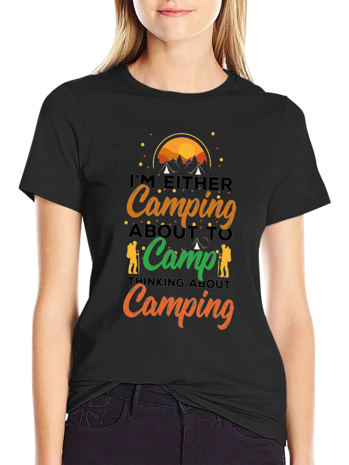 Camping T-Shirt: Im Either Camping...