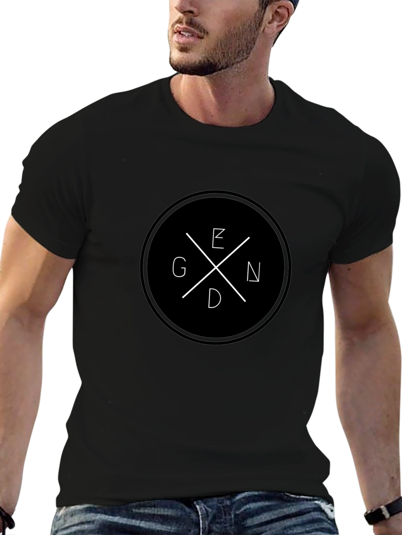 Stylish Black Graphic Tee - GEND Circle Design