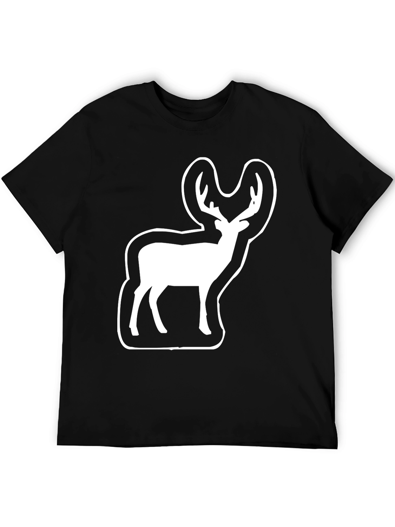 Deer Graphic Black Tee - Wildlife Enthusiast Shirt