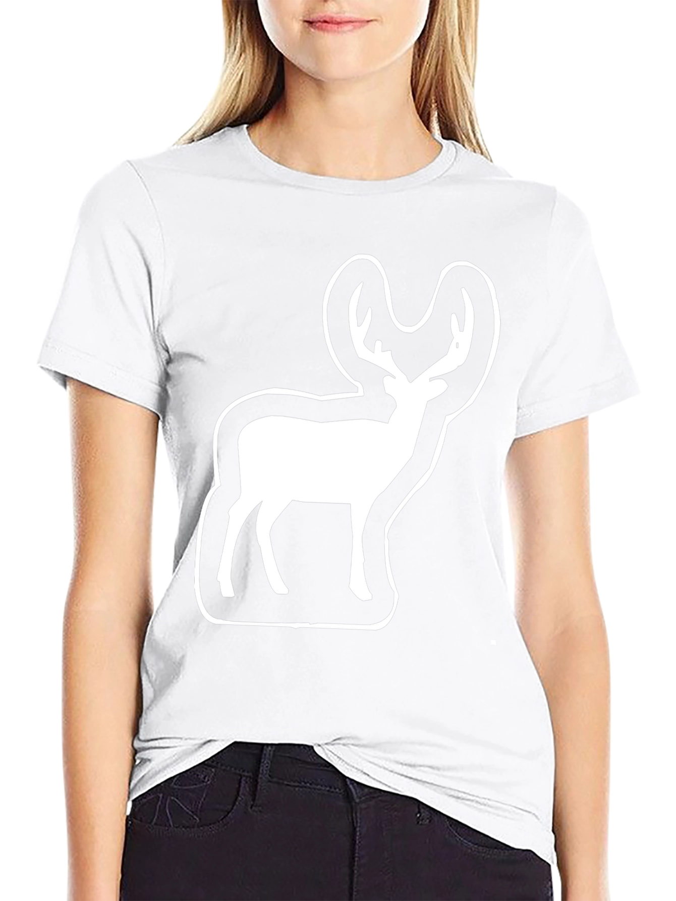 Deer Graphic Black Tee - Wildlife Enthusiast Shirt