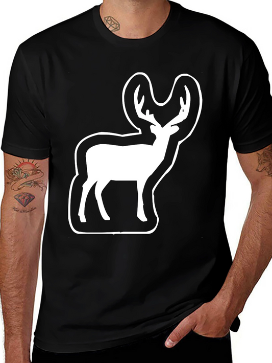 Deer Graphic Black Tee - Wildlife Enthusiast Shirt