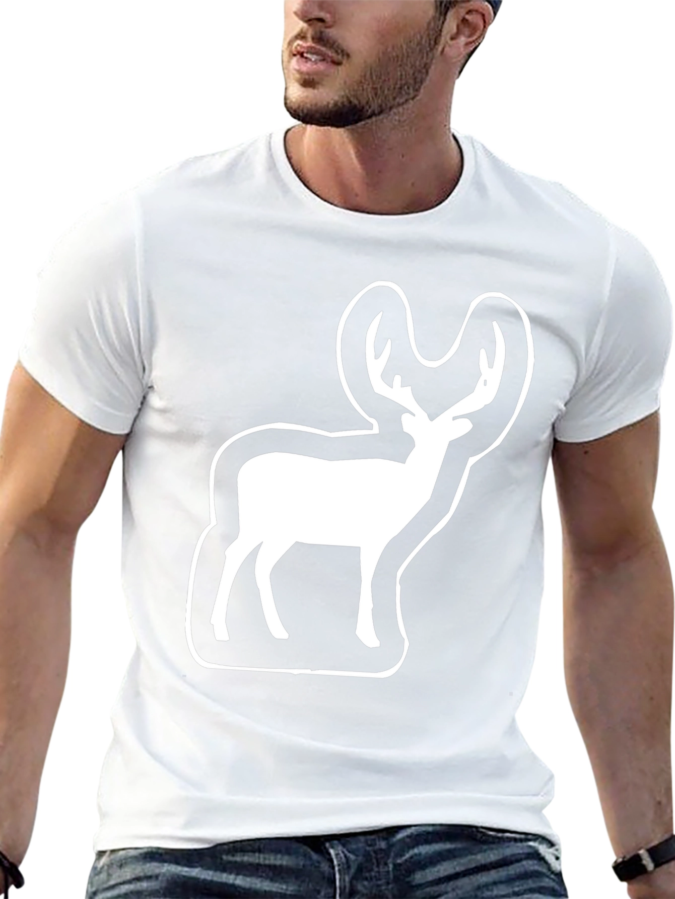 Deer Graphic Black Tee - Wildlife Enthusiast Shirt