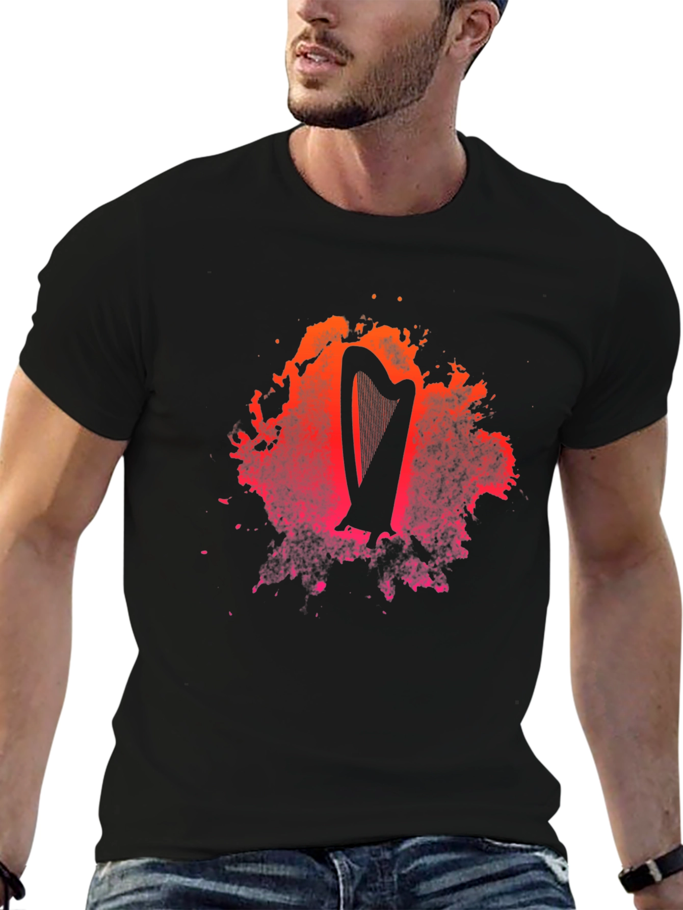 Harp Graphic Black T-Shirt
