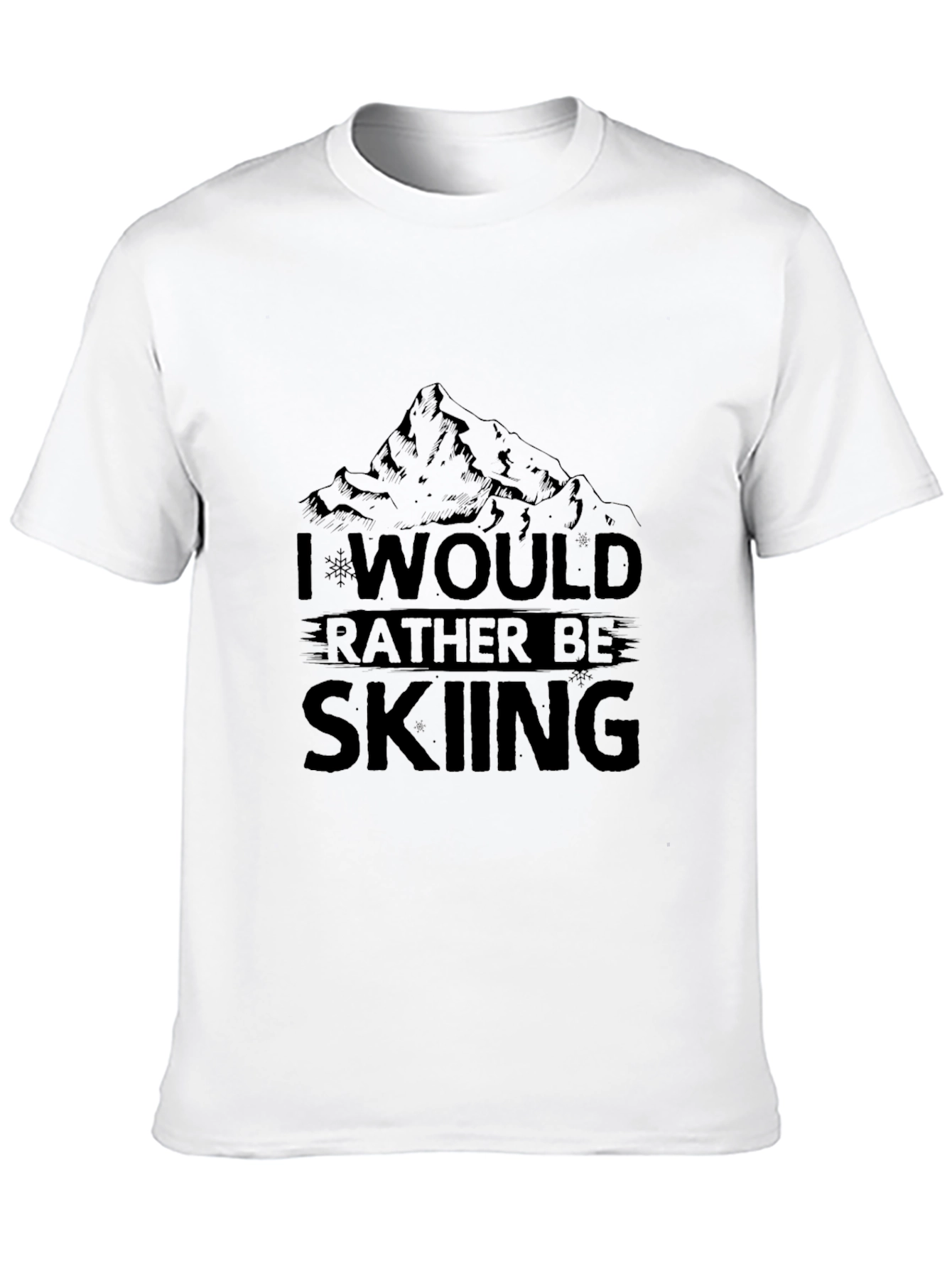 Skiing T-Shirt - Mountain Design - Black Tee
