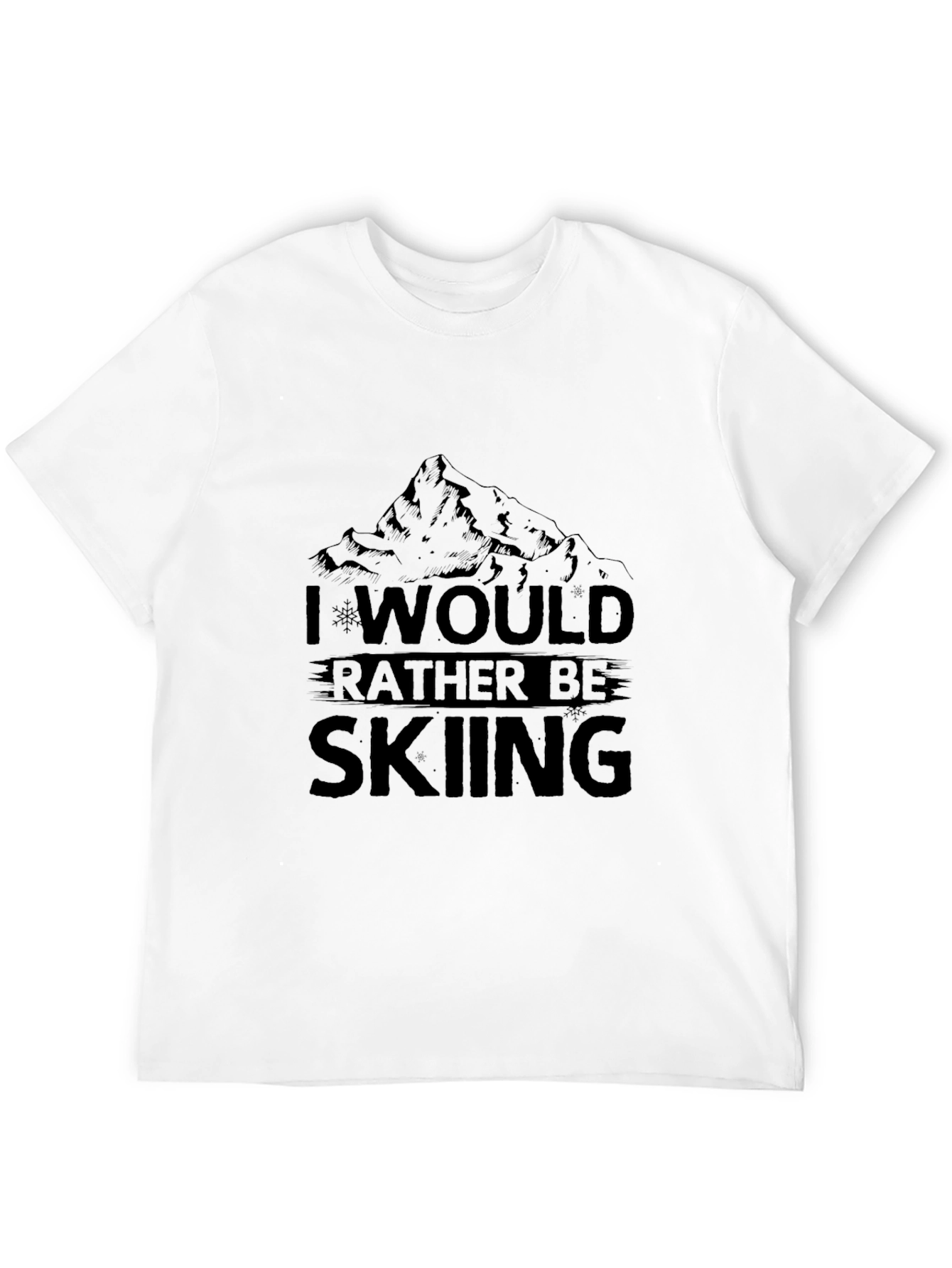 Skiing T-Shirt - Mountain Design - Black Tee