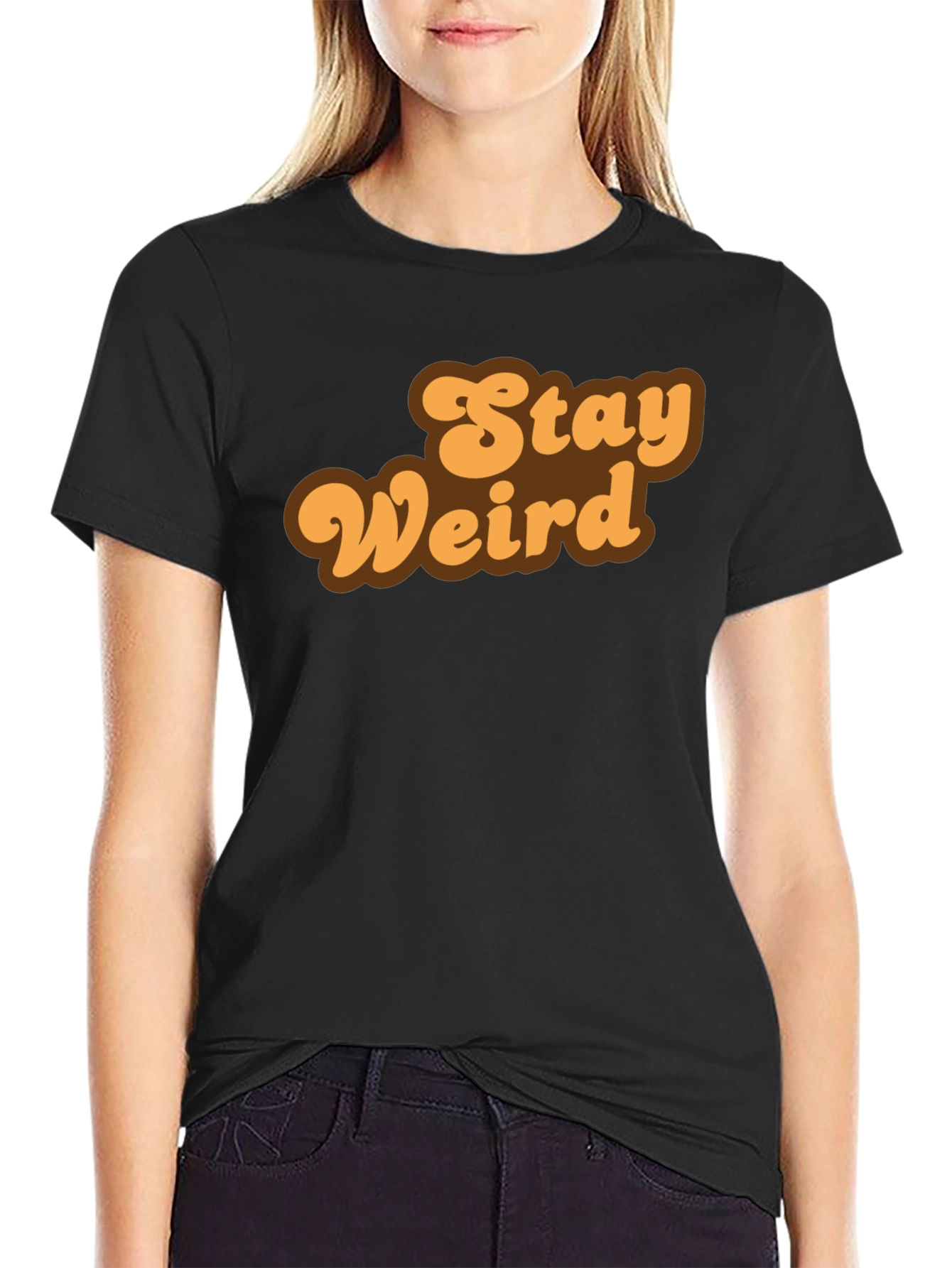 Stay Weird Retro Graphic Tee - Black