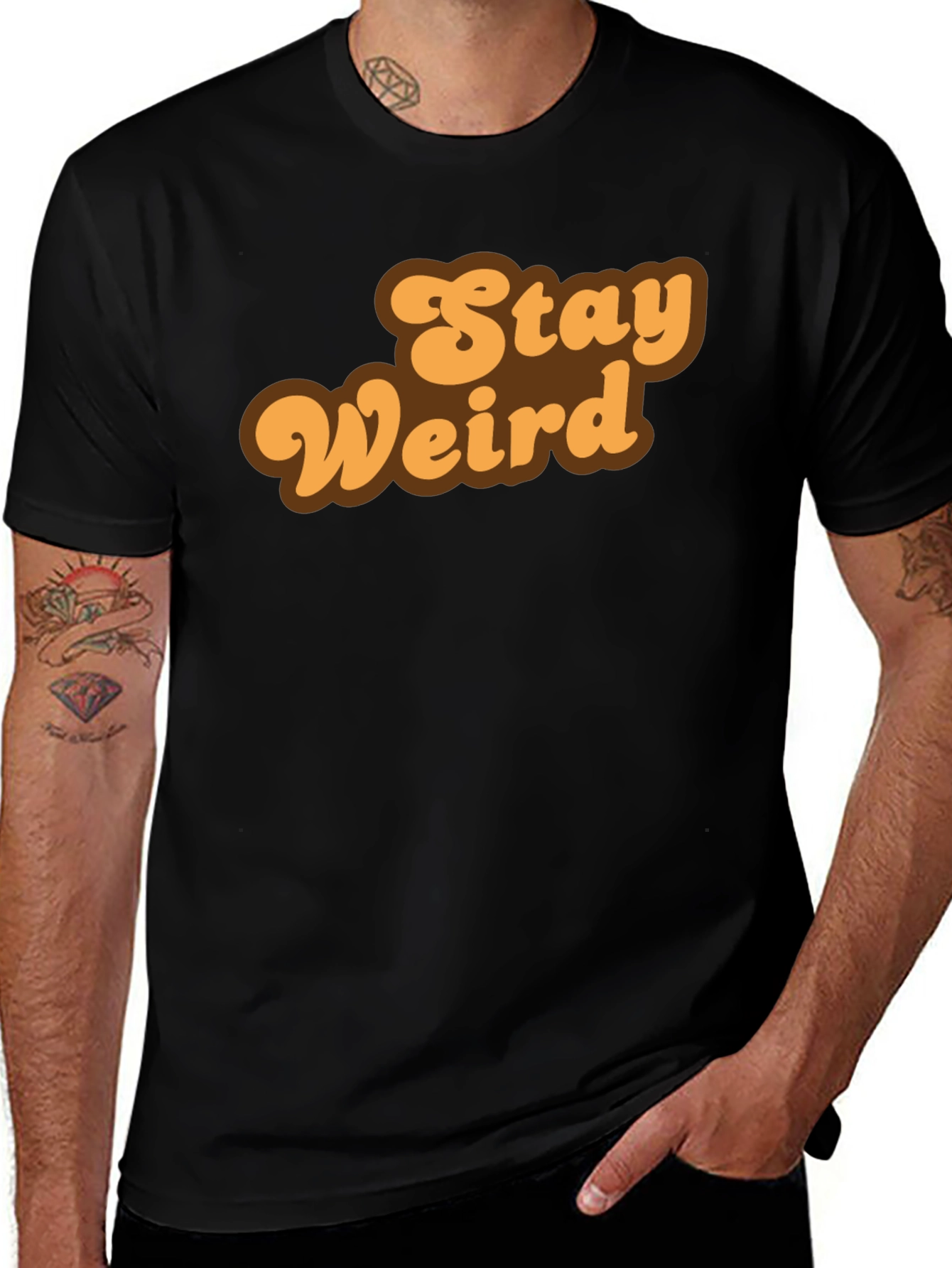 Stay Weird Retro Graphic Tee - Black