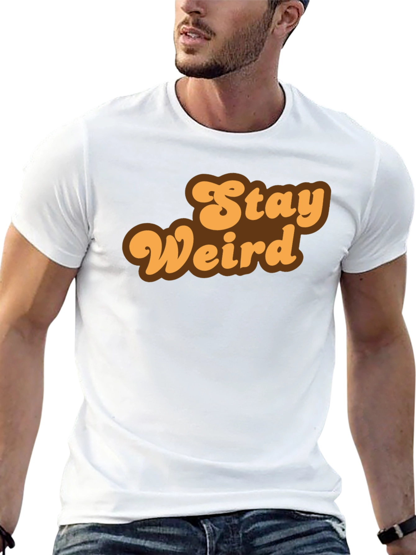 Stay Weird Retro Graphic Tee - Black