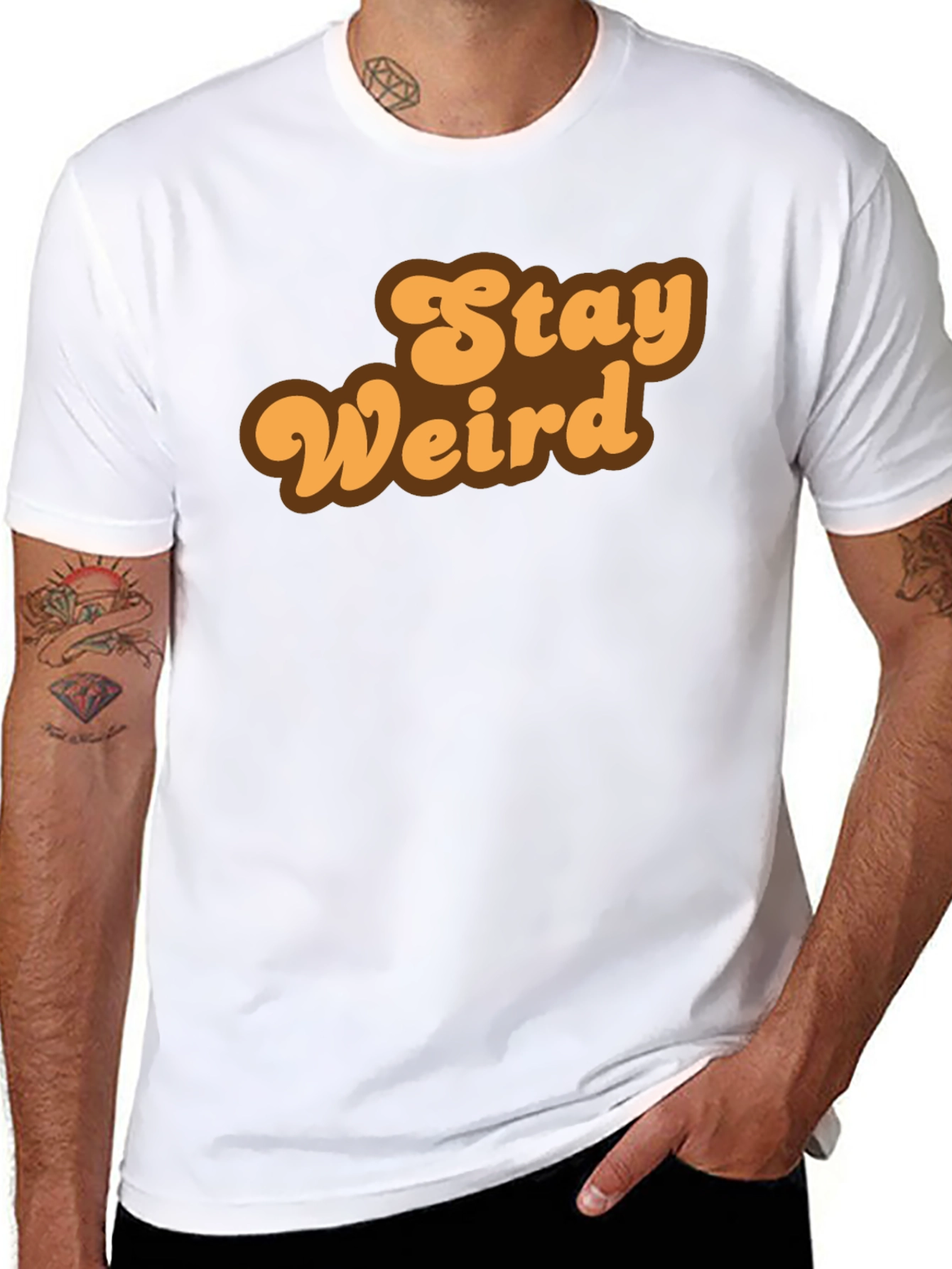 Stay Weird Retro Graphic Tee - Black