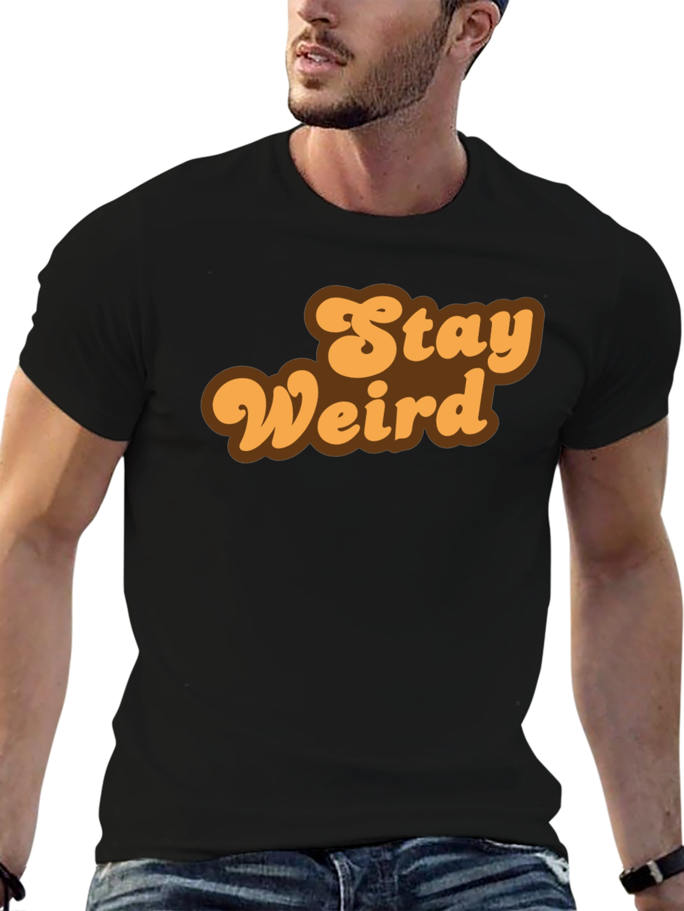 Stay Weird Retro Graphic Tee - Black