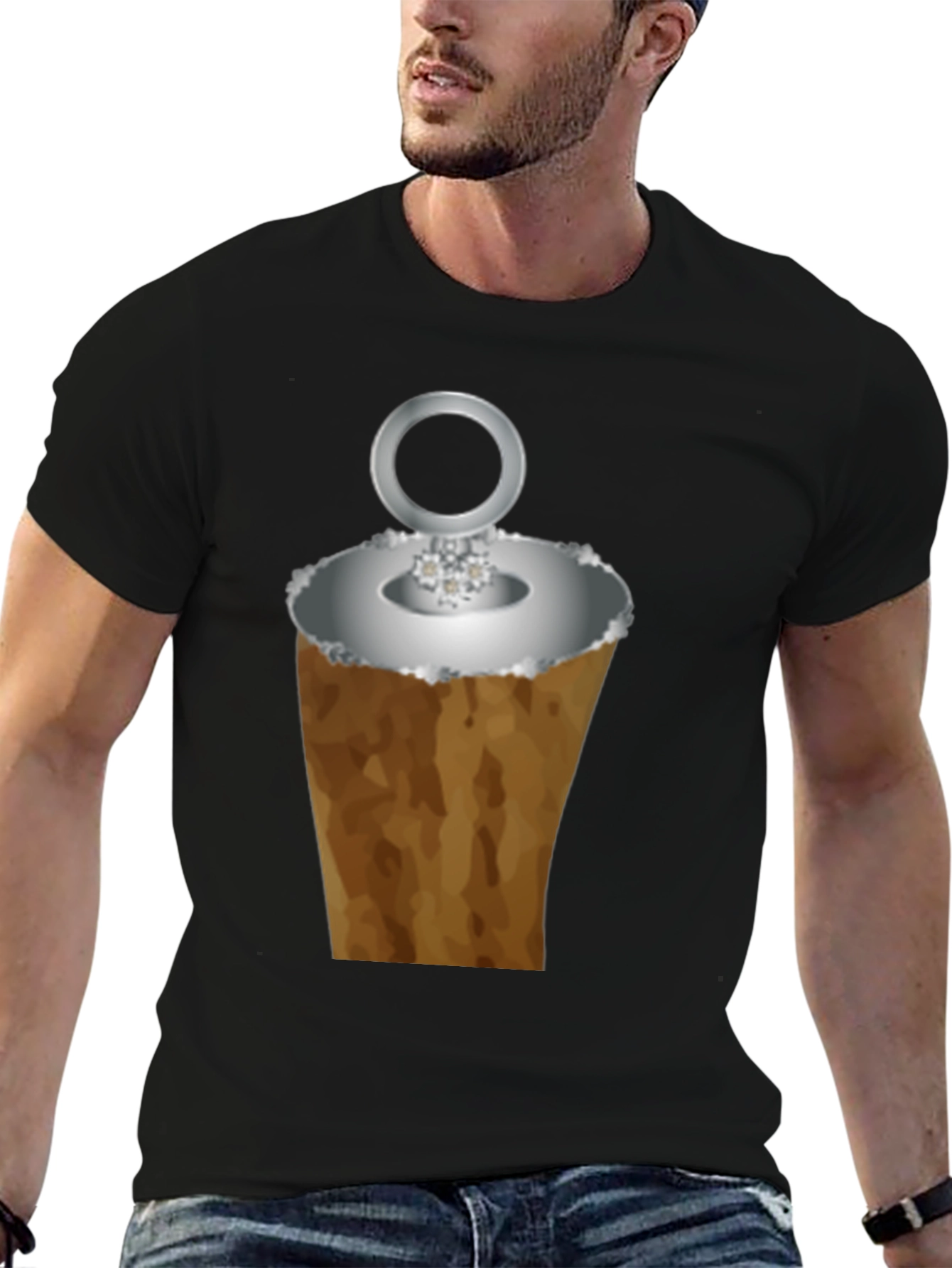 Funny Ice Cream Cone Ring Black T-Shirt