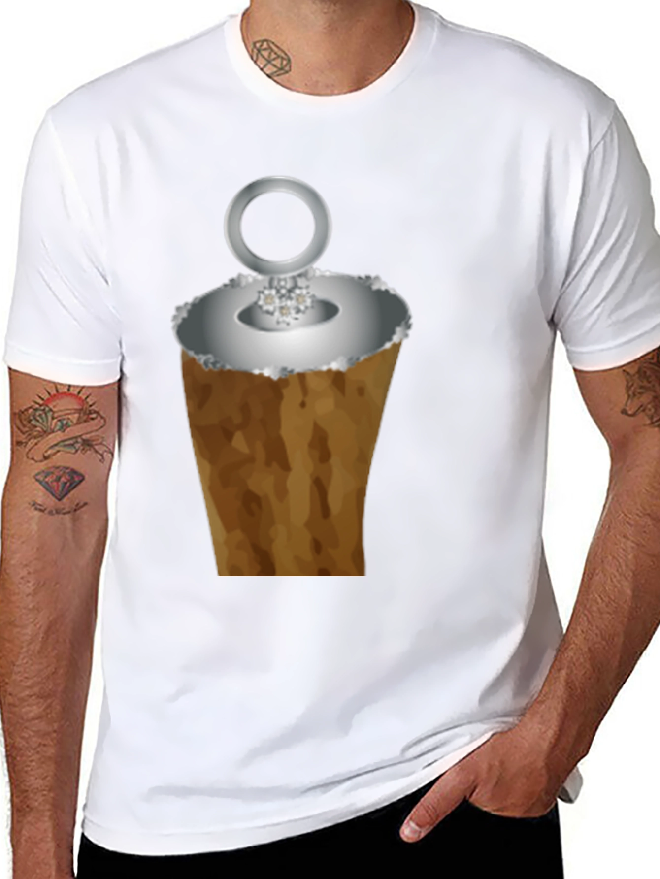 Funny Ice Cream Cone Ring Black T-Shirt