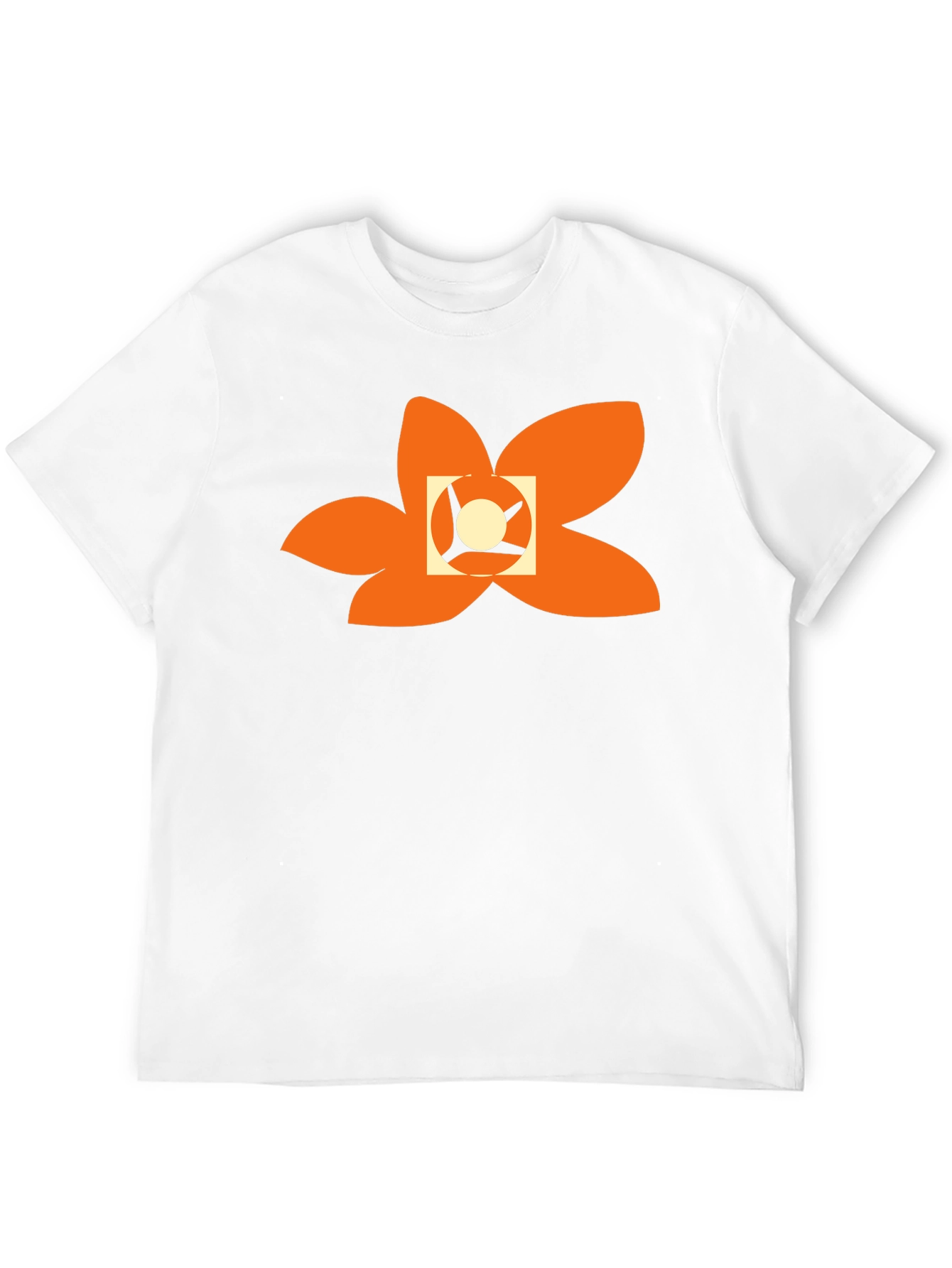 Black T-Shirt with Abstract Orange Floral Design