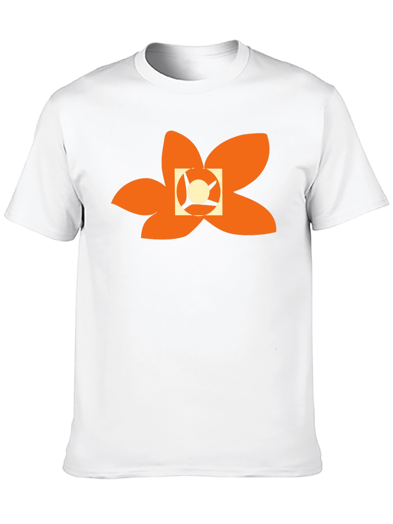 Black T-Shirt with Abstract Orange Floral Design