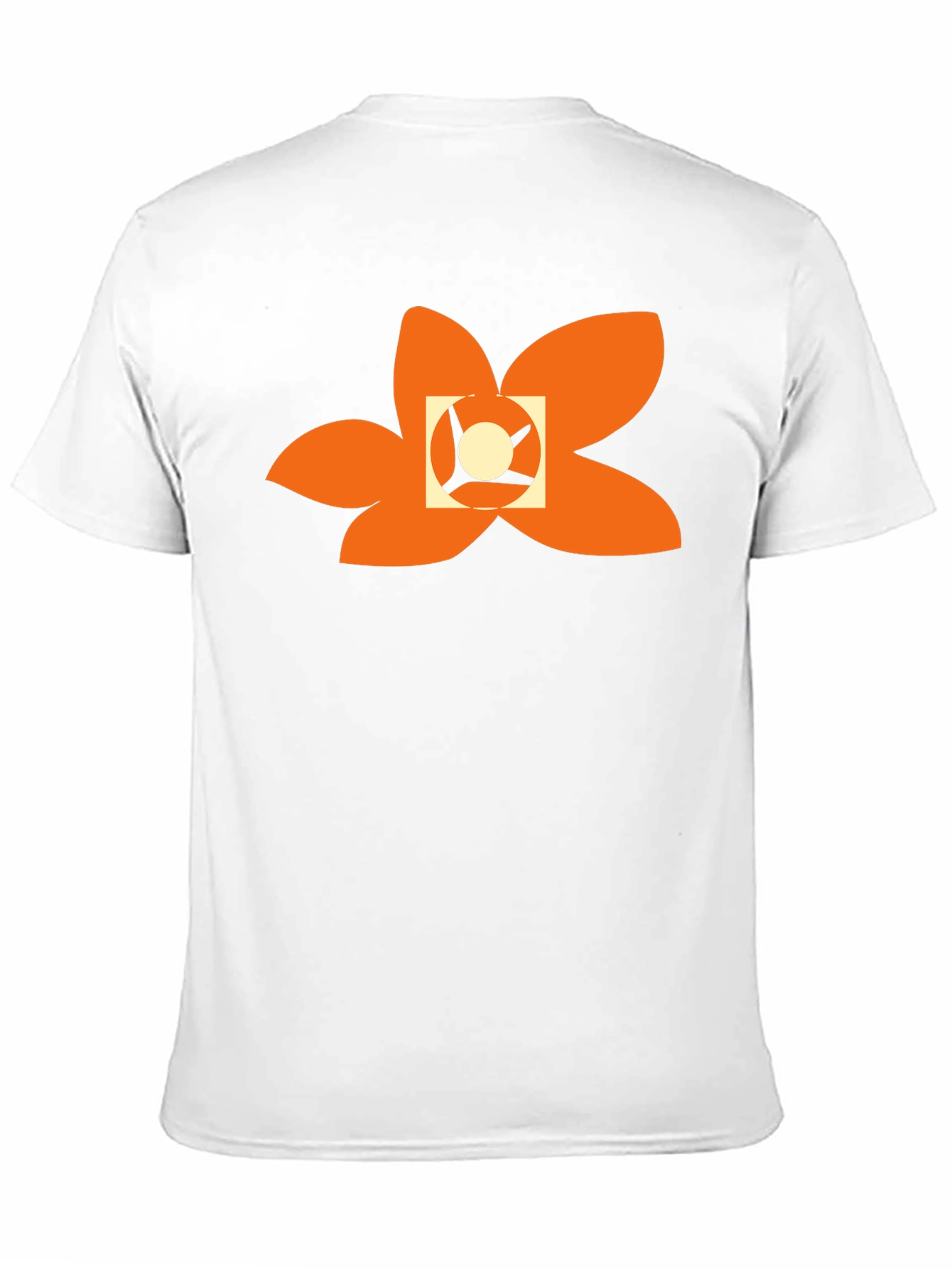 Black T-Shirt with Abstract Orange Floral Design