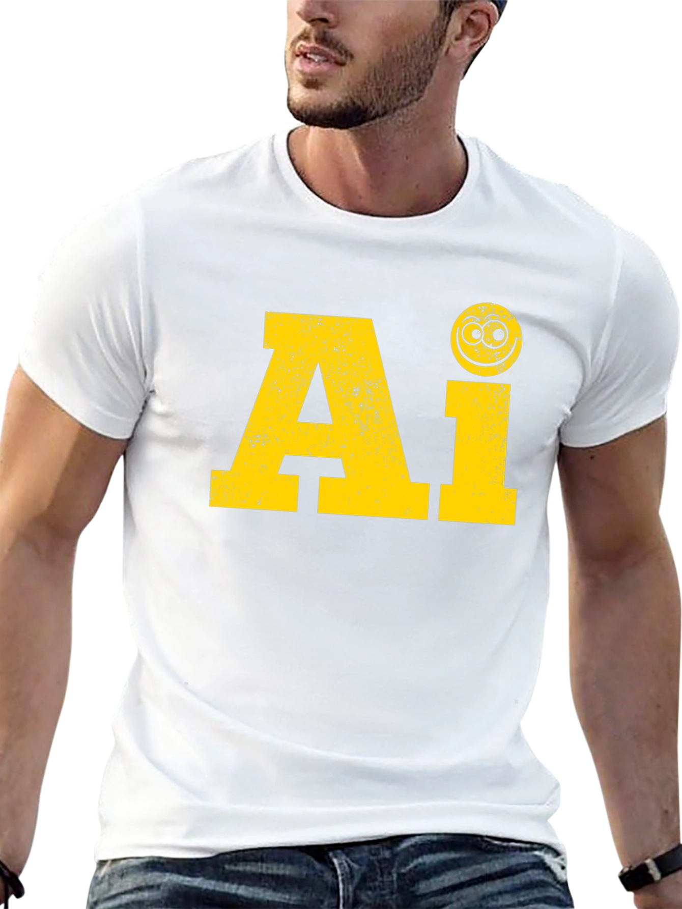 AI Smiley Face Black T-Shirt