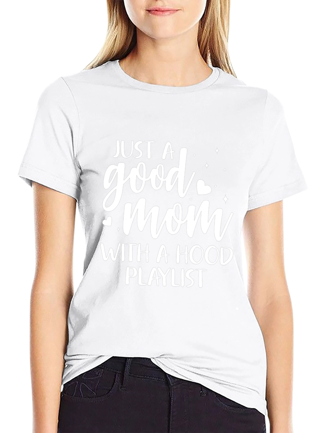 Good Mom Hood Playlist Black T-Shirt