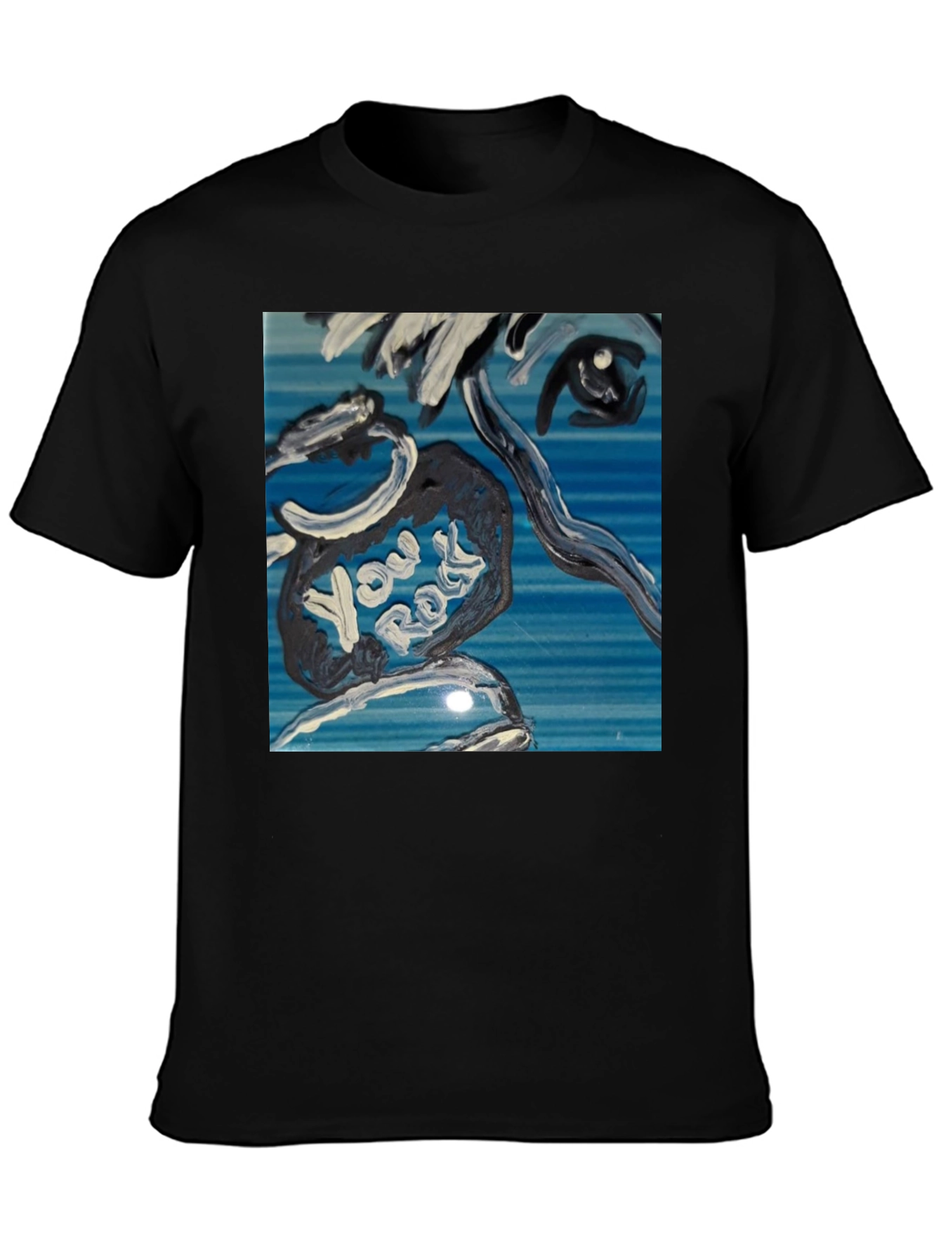 Abstract You Rock Graphic Black T-Shirt