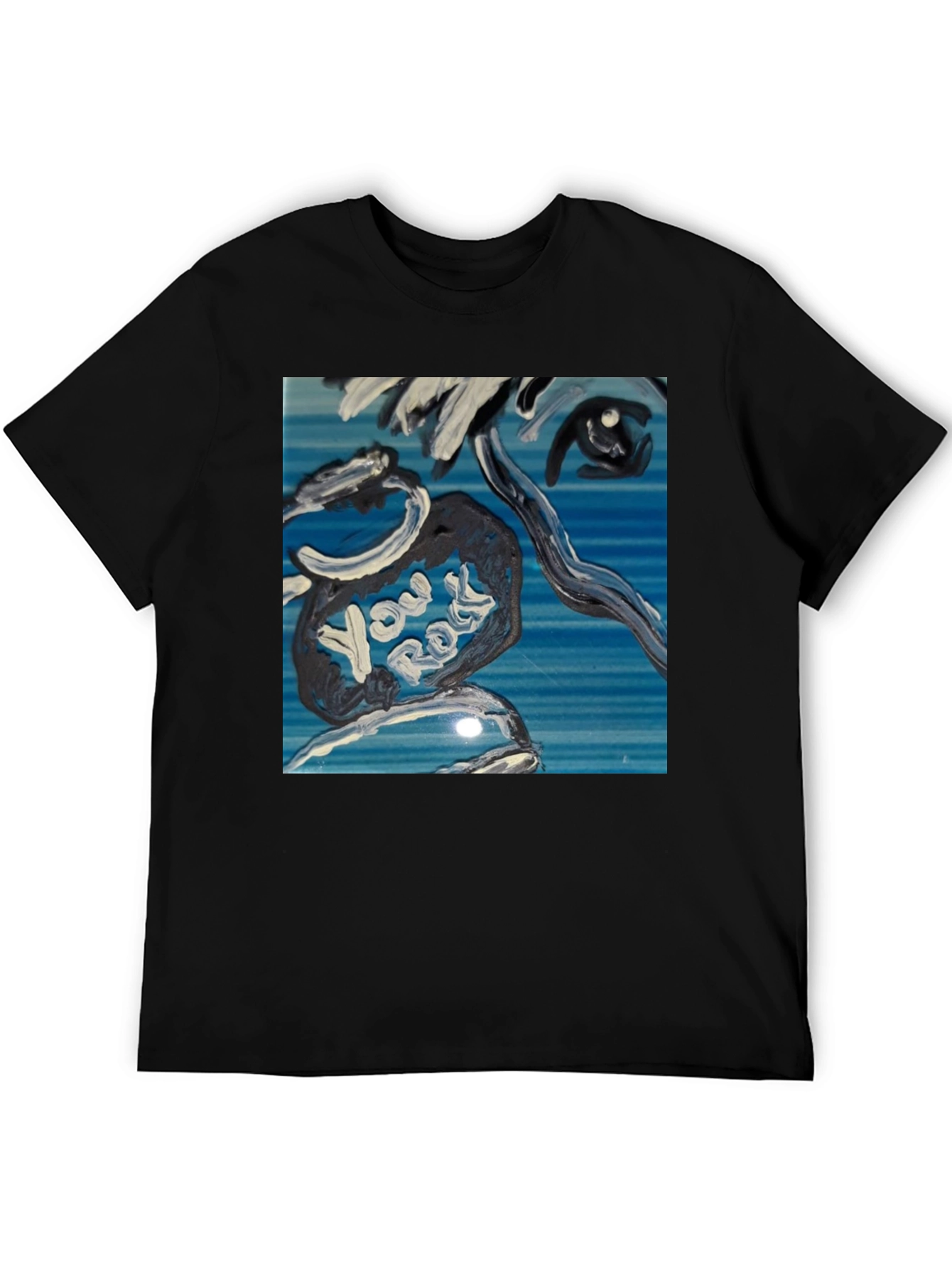 Abstract You Rock Graphic Black T-Shirt