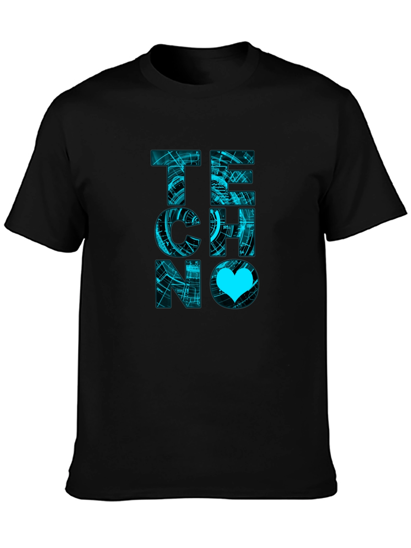 Techno Love Black Graphic T-Shirt