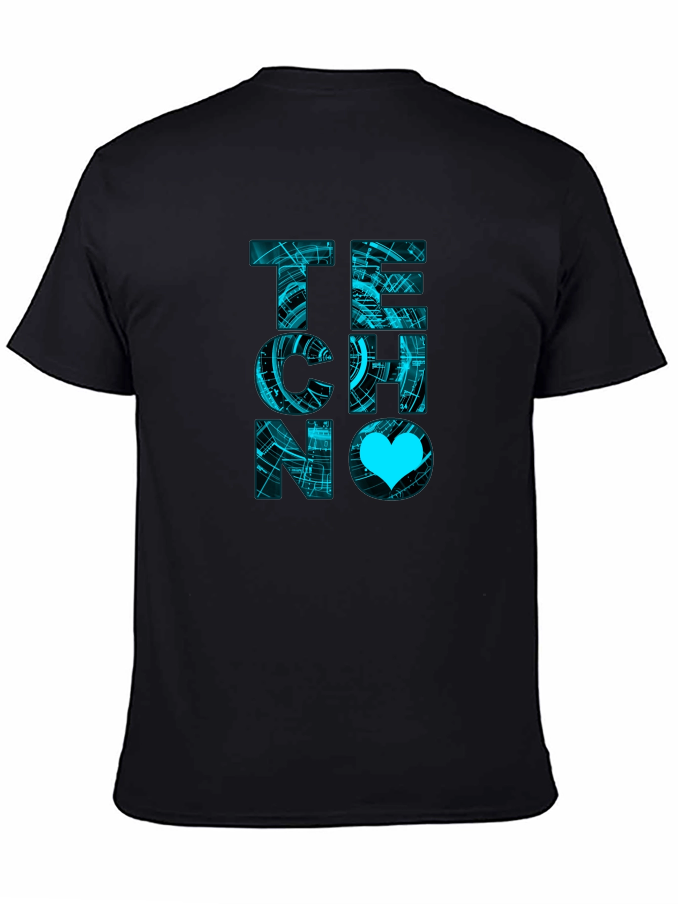 Techno Love Black Graphic T-Shirt