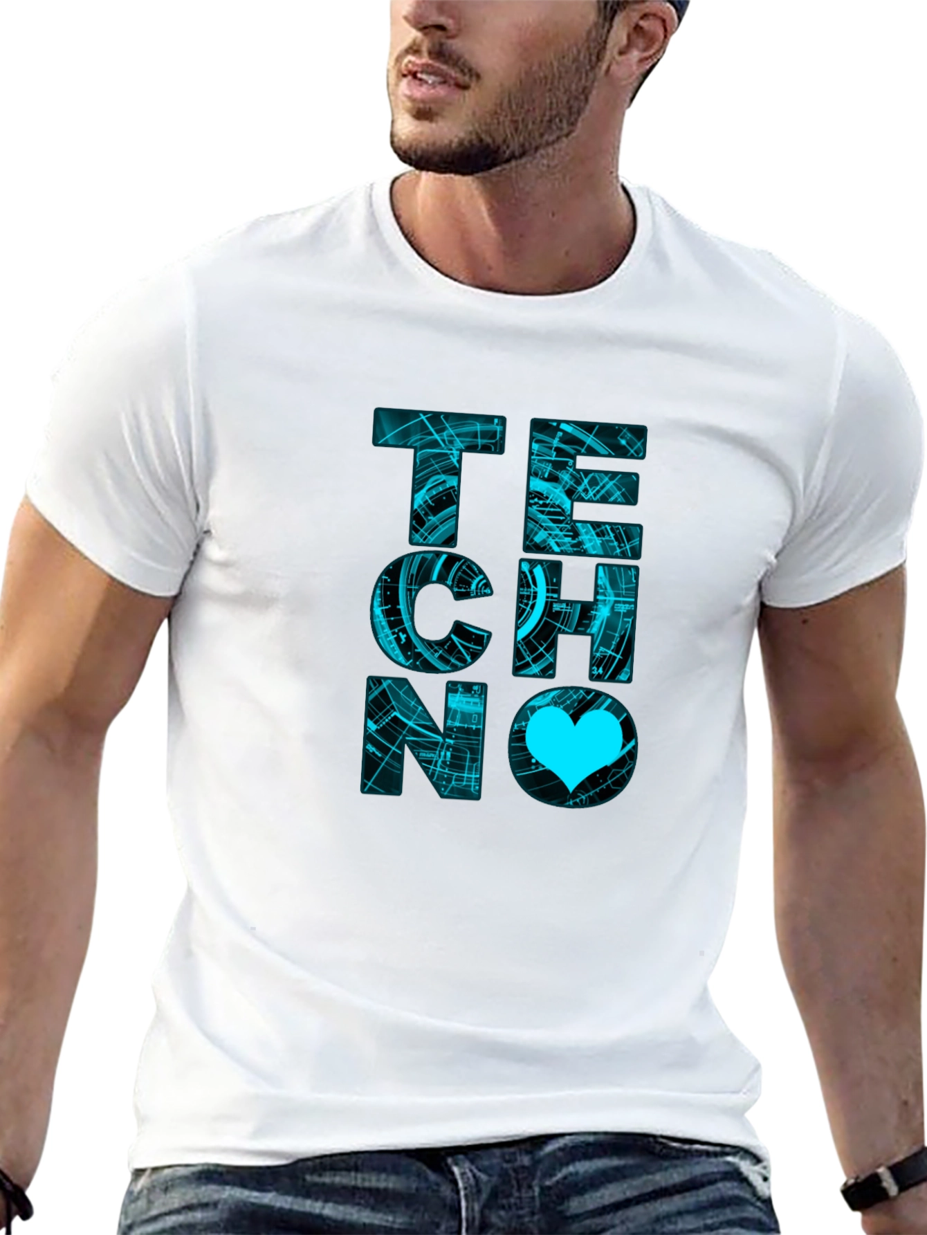 Techno Love Black Graphic T-Shirt