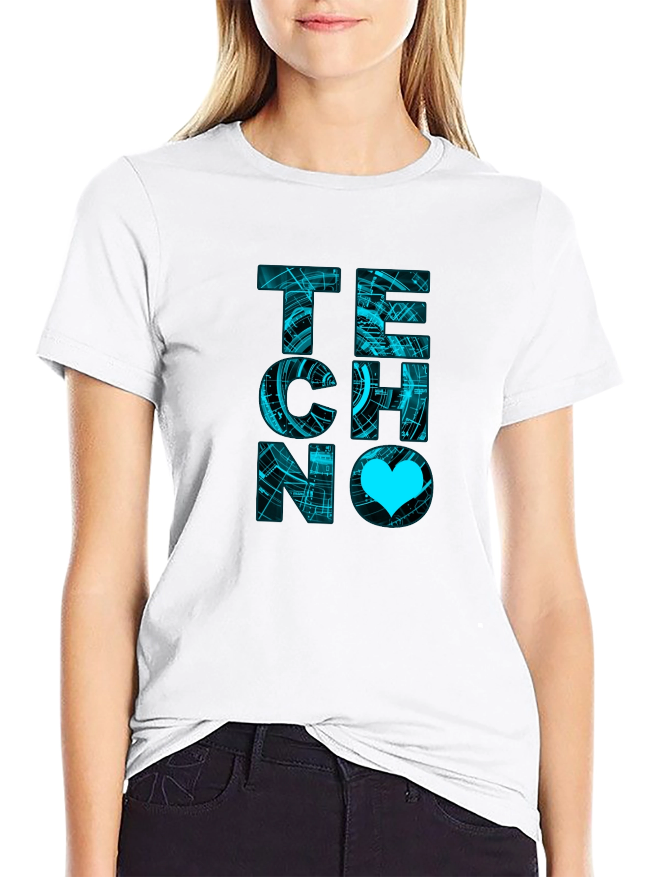 Techno Love Black Graphic T-Shirt
