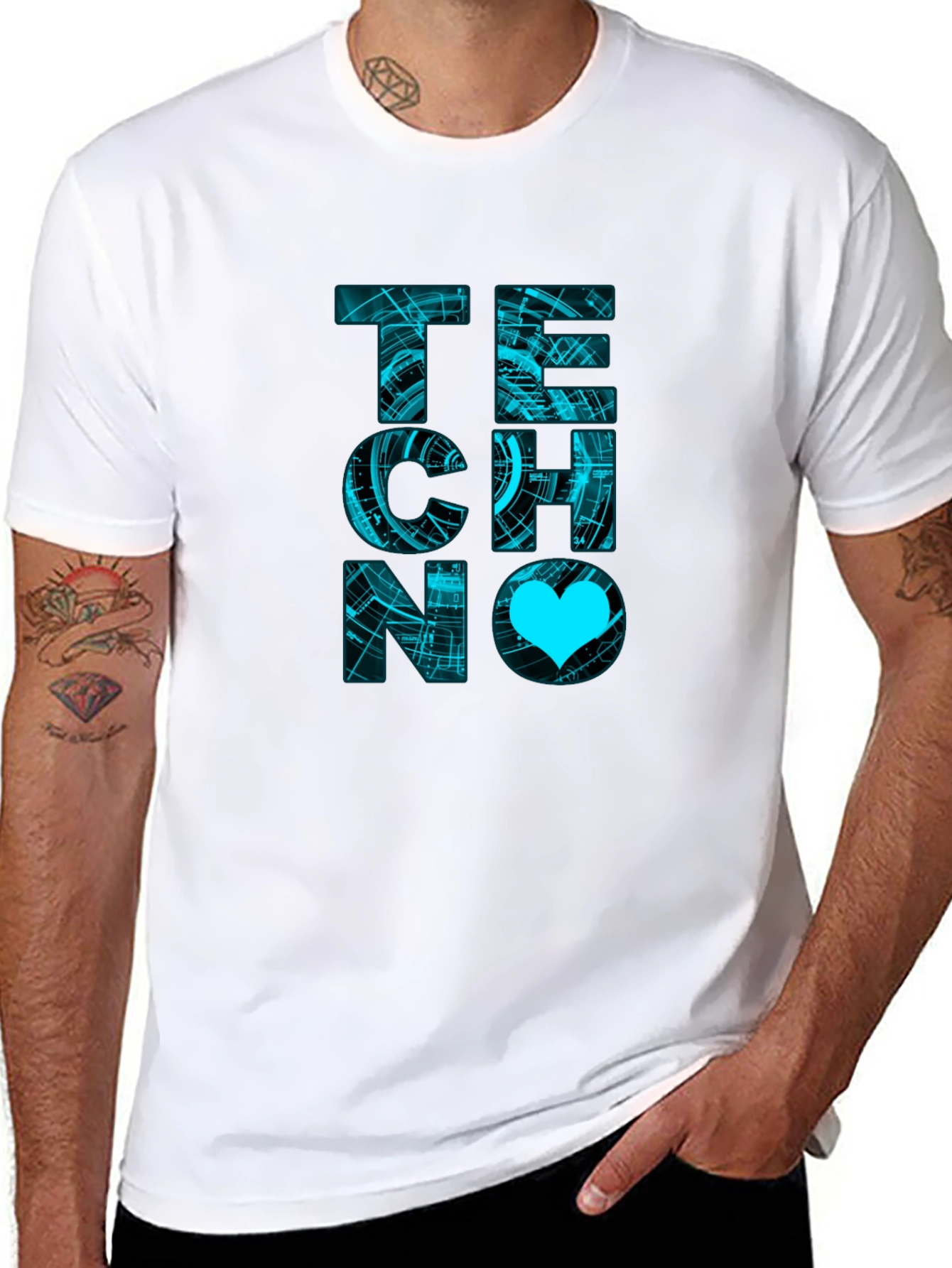 Techno Love Black Graphic T-Shirt