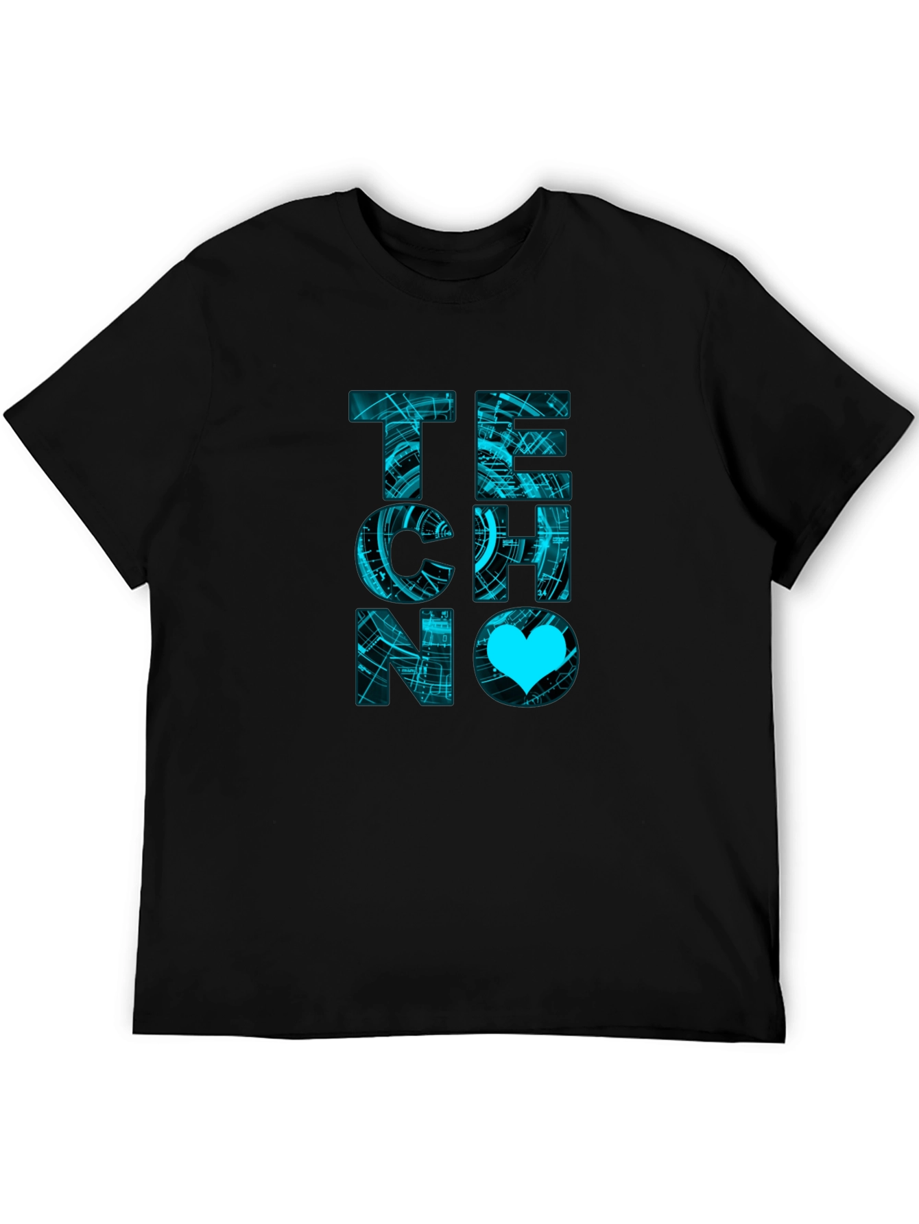 Techno Love Black Graphic T-Shirt