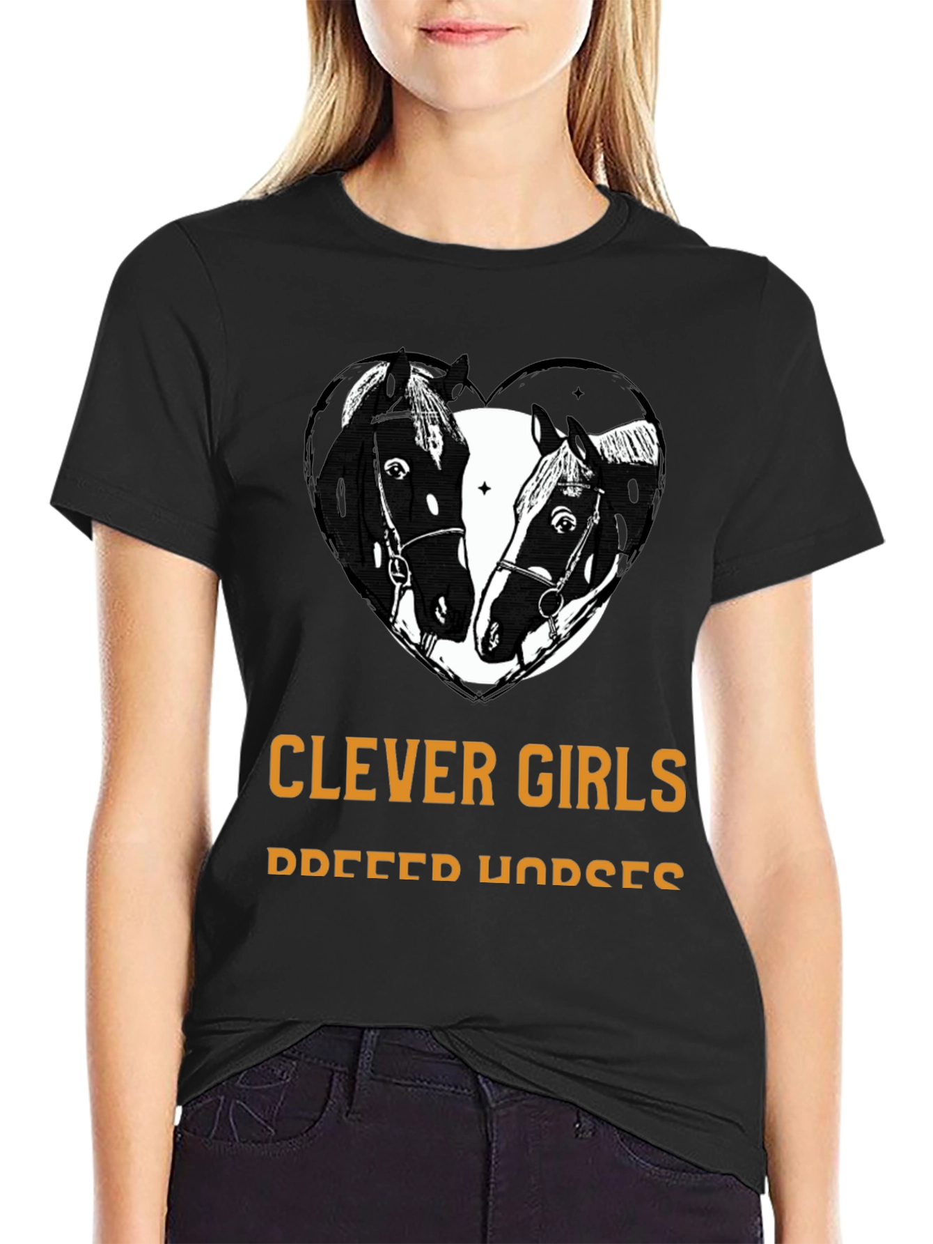 Clever Girls Breed Horses Black T-Shirt