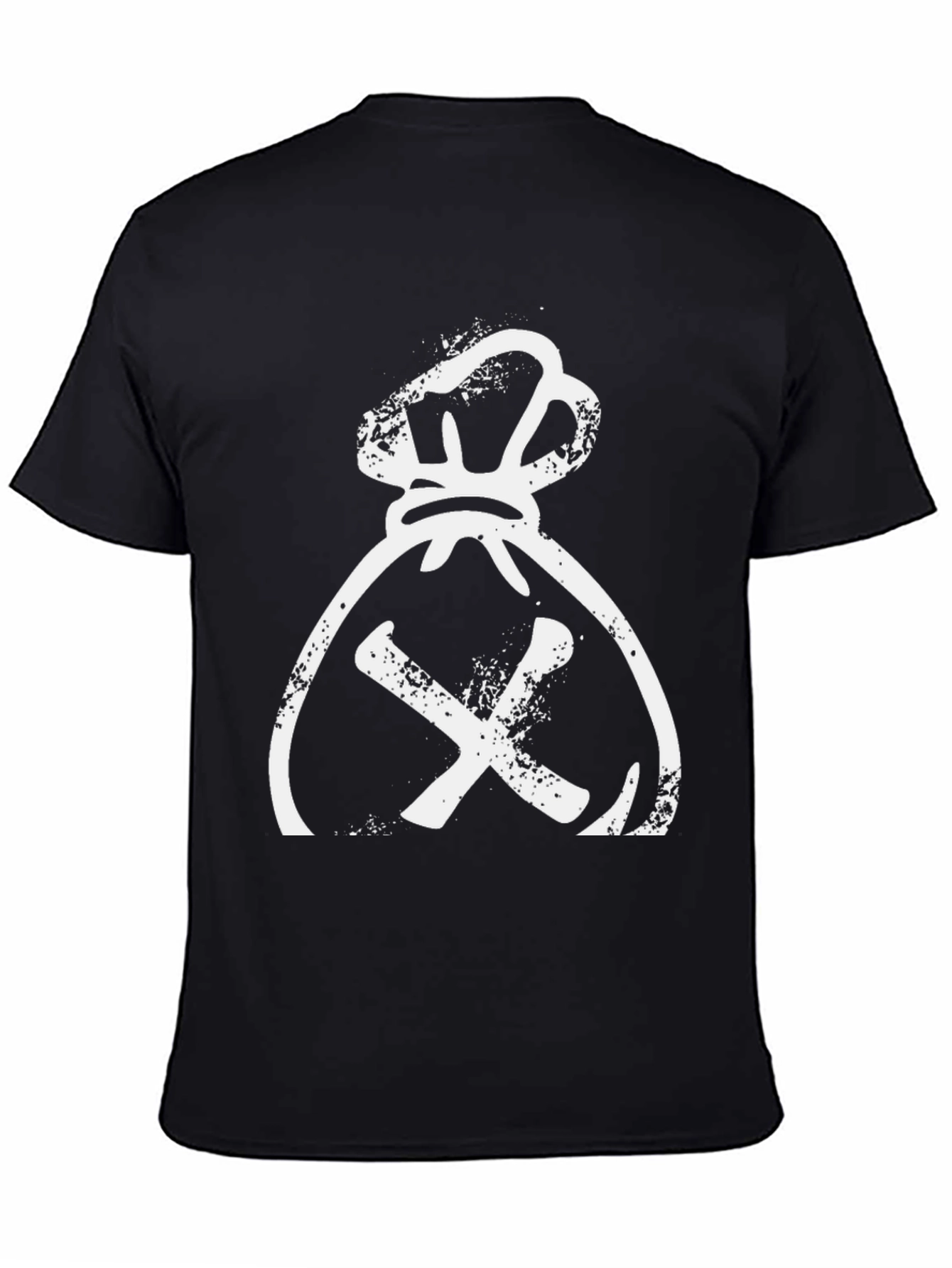 Distressed Money Bag Graphic Tee - Black Cotton T-Shirt